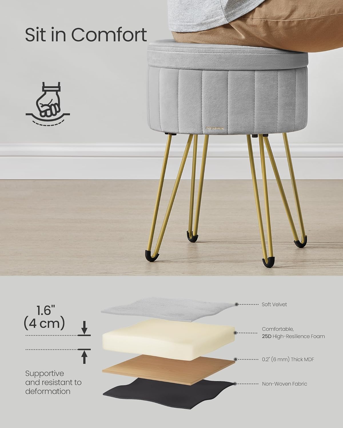 SONGMICS Vanity Stool Chair