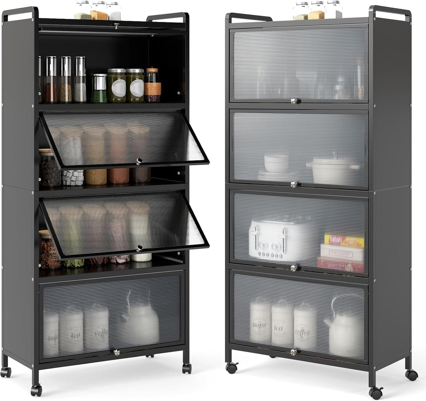Kitchen Storage Cabinet with Flip-up Doors