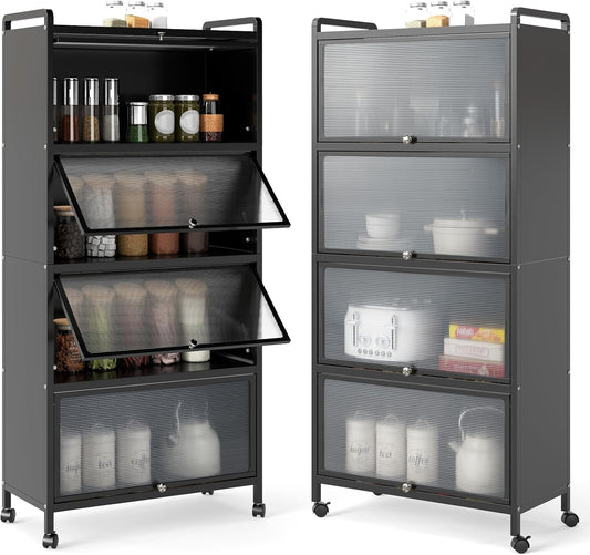 Kitchen Storage Cabinet with Flip-up Doors