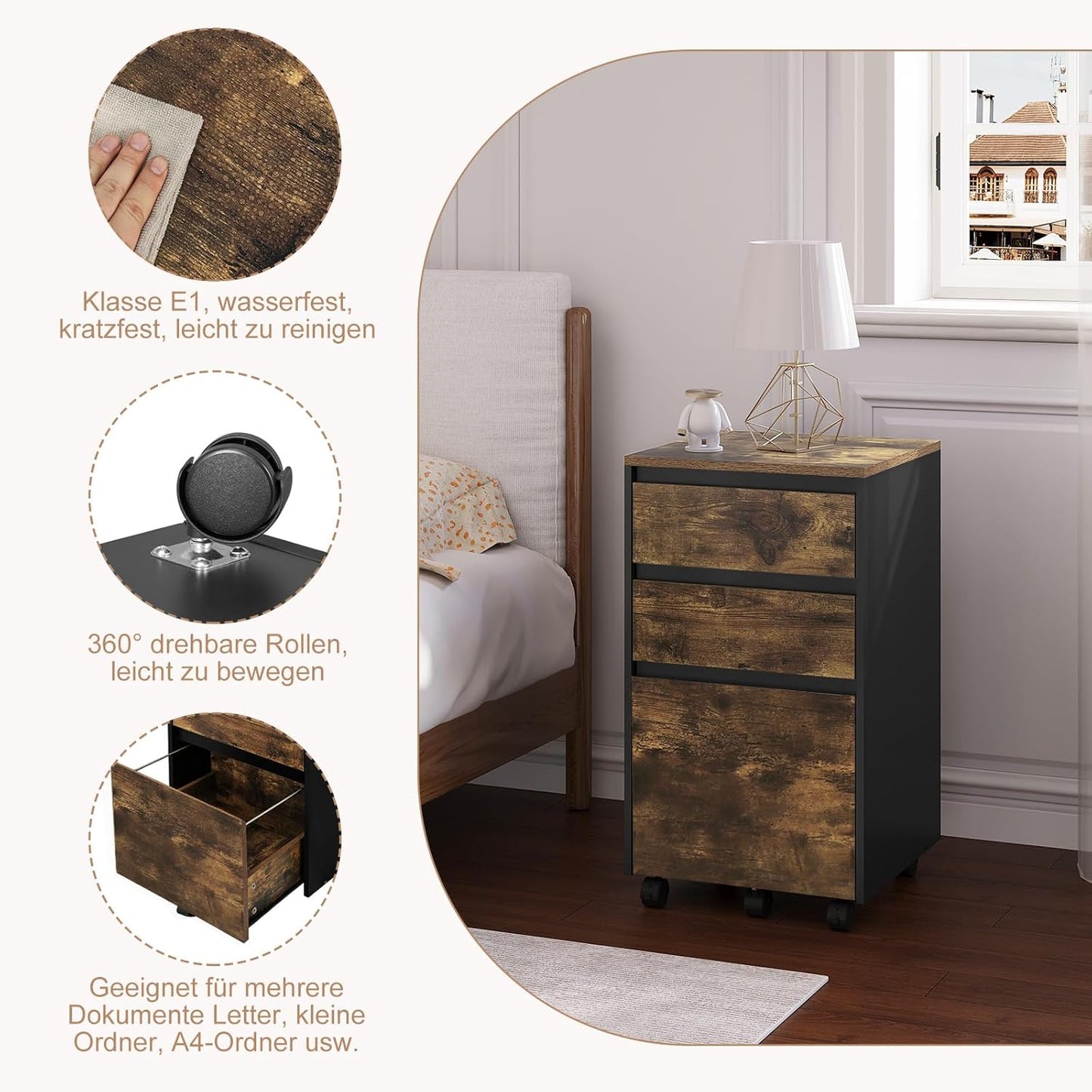 WOLTU Mobile Filing Cabinet ASK01HOV