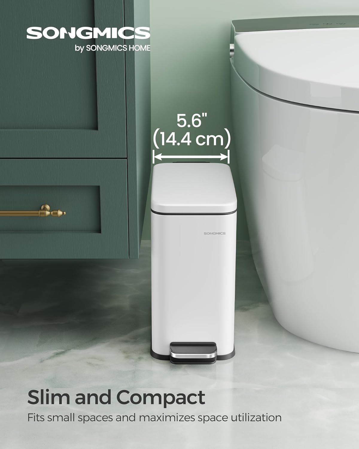 SONGMICS Bathroom Trash Can LTB560E05
