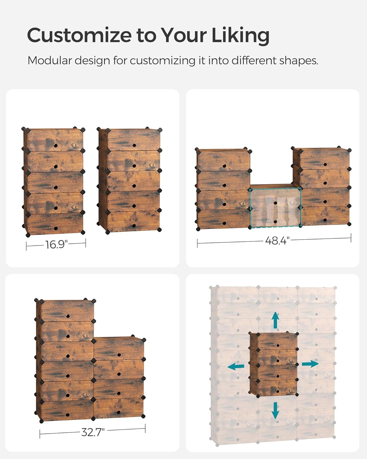 SONGMICS Interlocking Shoe Rack LPC010A01