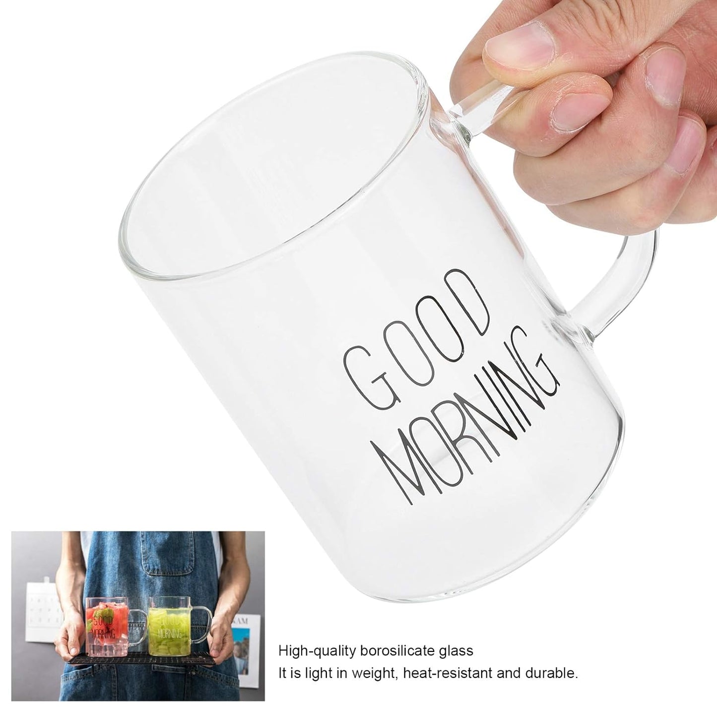 Good Morning  Glass Mugs 6 pcs Set