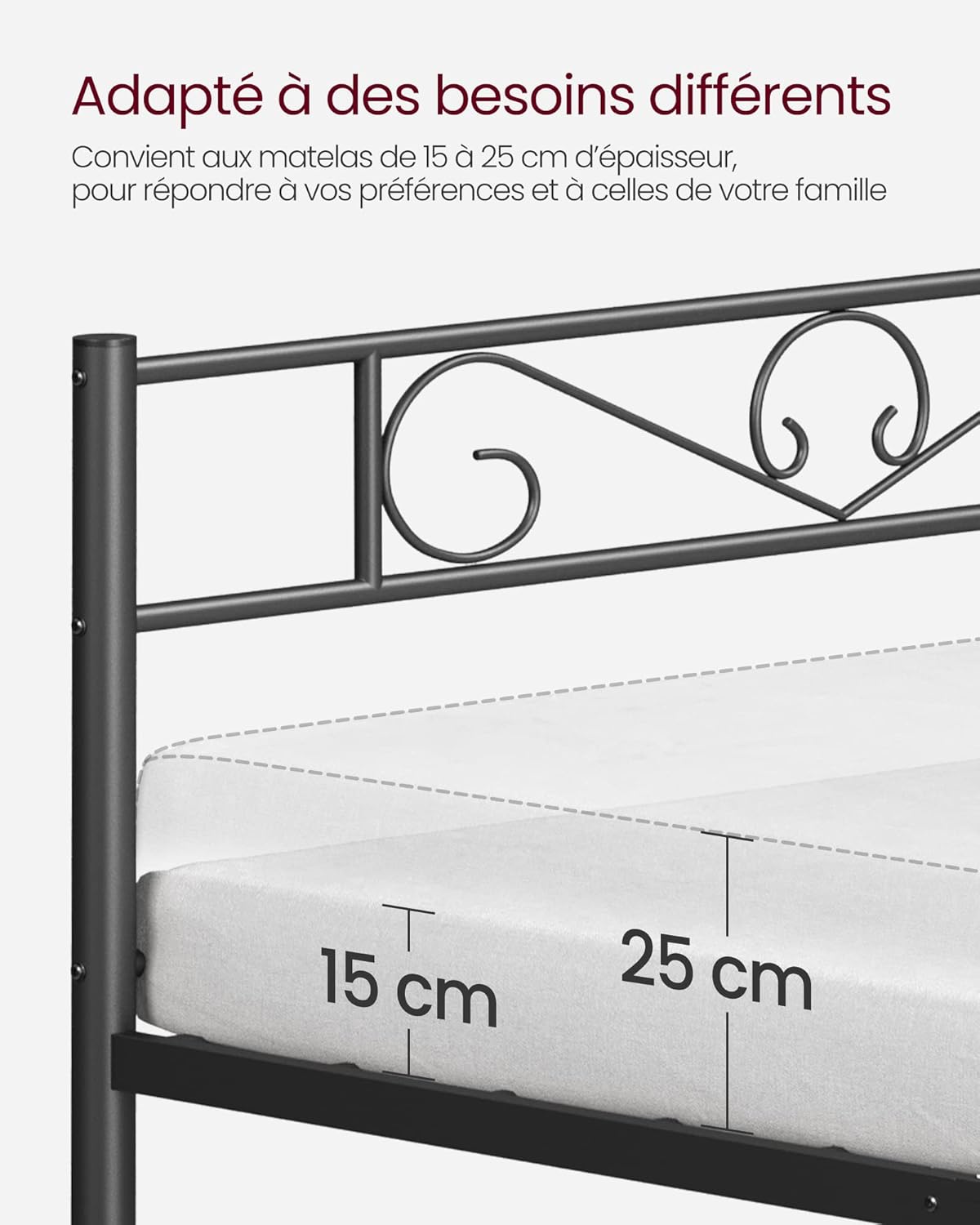 VASAGLE Bed with Metal Base RMB063B01