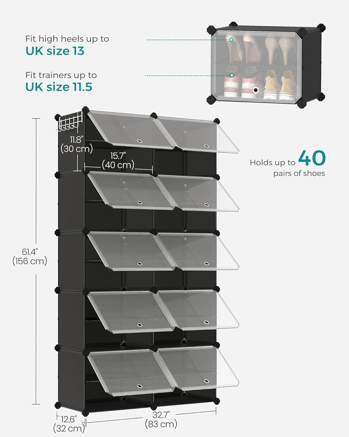 SONGMICS Interlocking Shoe Rack LPC035B01