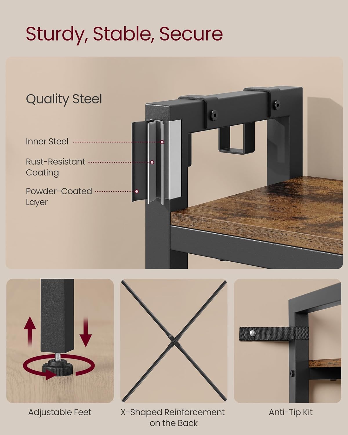 VASAGLE Hall Tree with Bench and Shoe Storage HSR426B01
