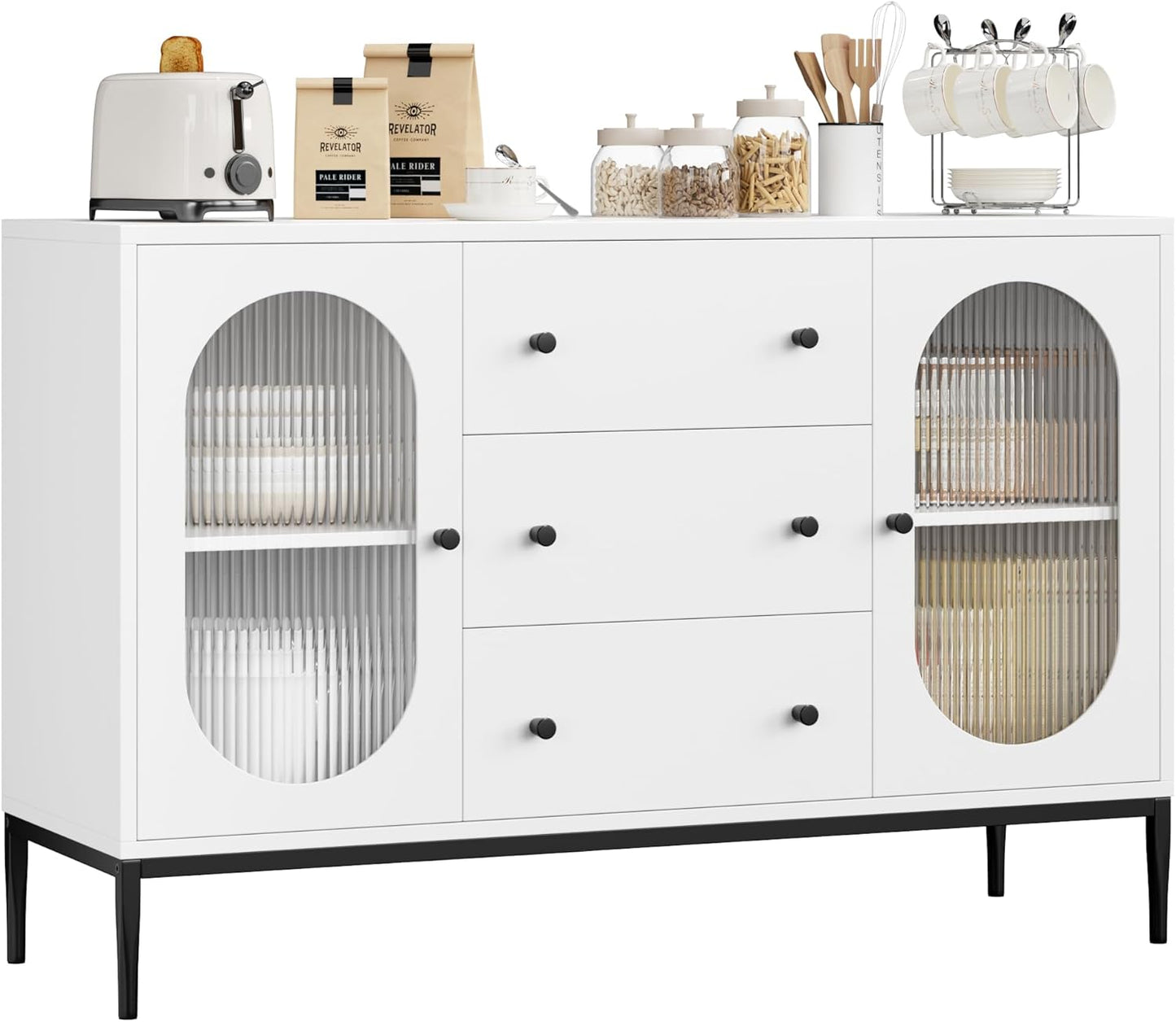 Wide Sideboard with 2 Glass Doors