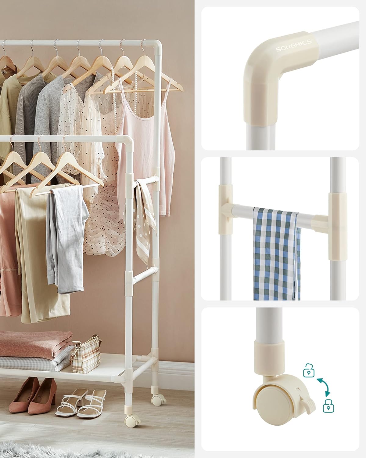 SONGMICS Metal Clothes Rack RDT101W02