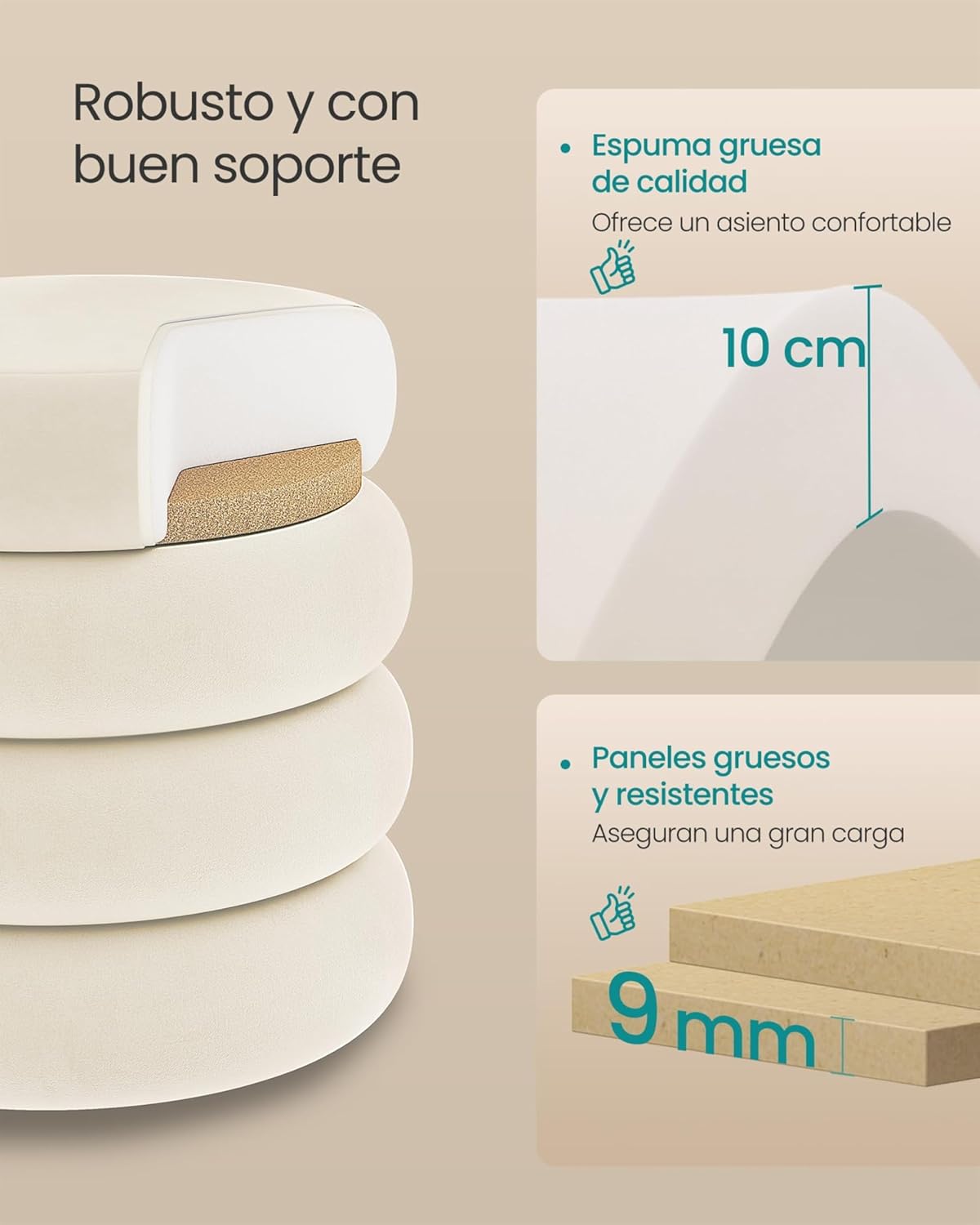 SONGMICS Round Pouffe with Storage (LOM018LH01)