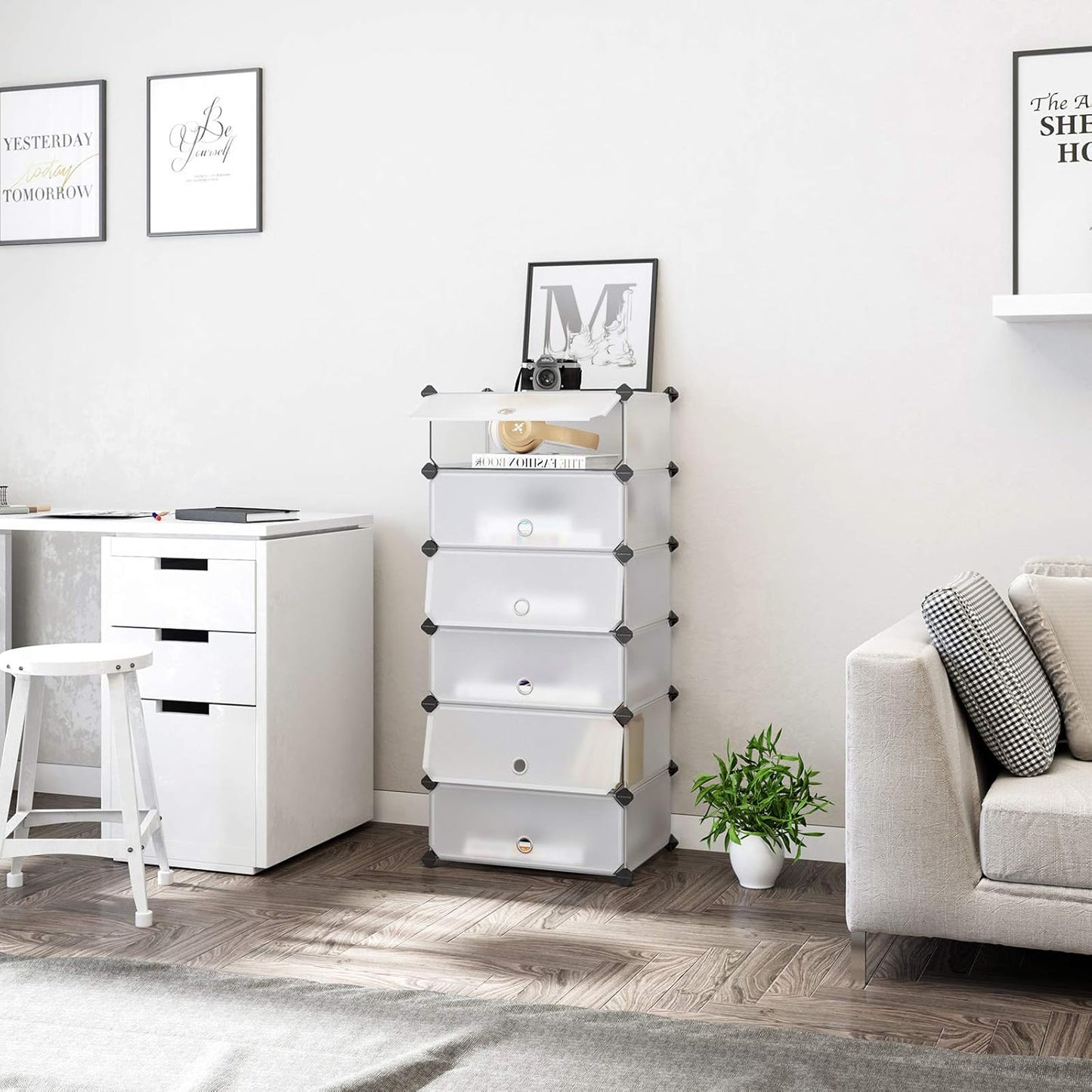 Songmics 6 Cube Interlocking Shoe Rack LPC06W