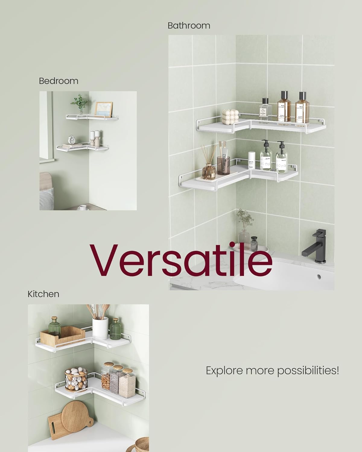 VASAGLE Set of 2 Corner Shelves (LLS831W14)