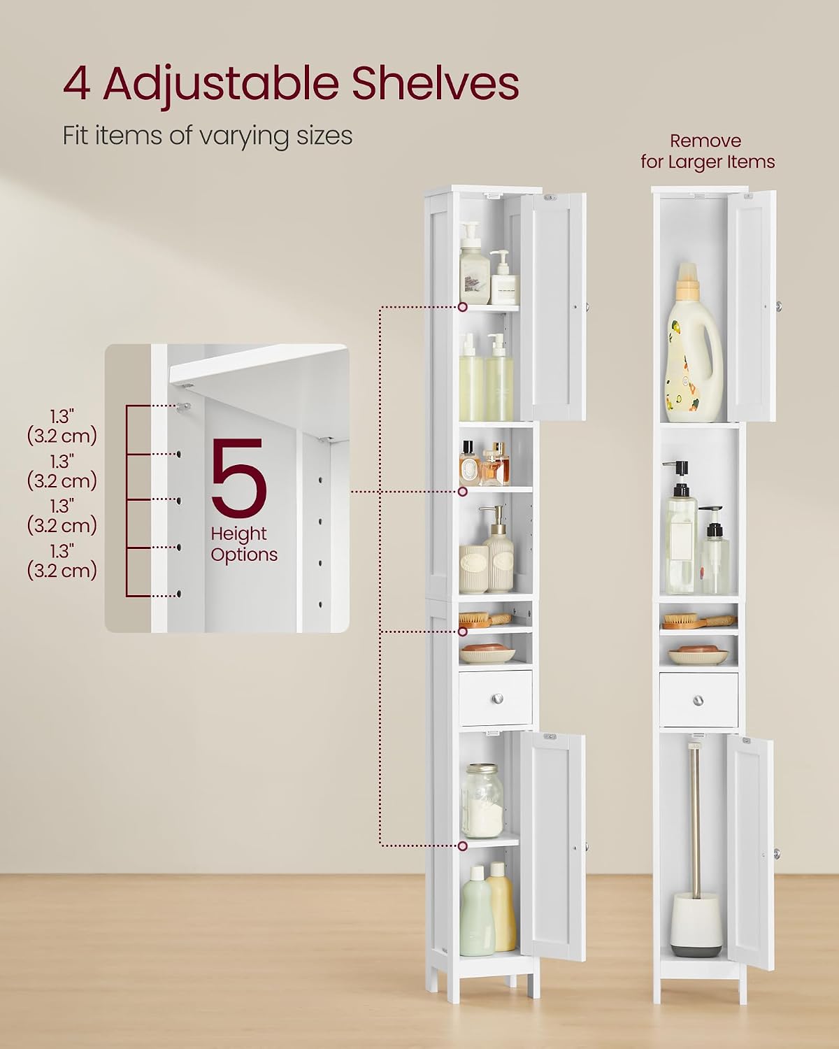 VASAGLE Tall Bathroom Cabinet (BBC765W01)