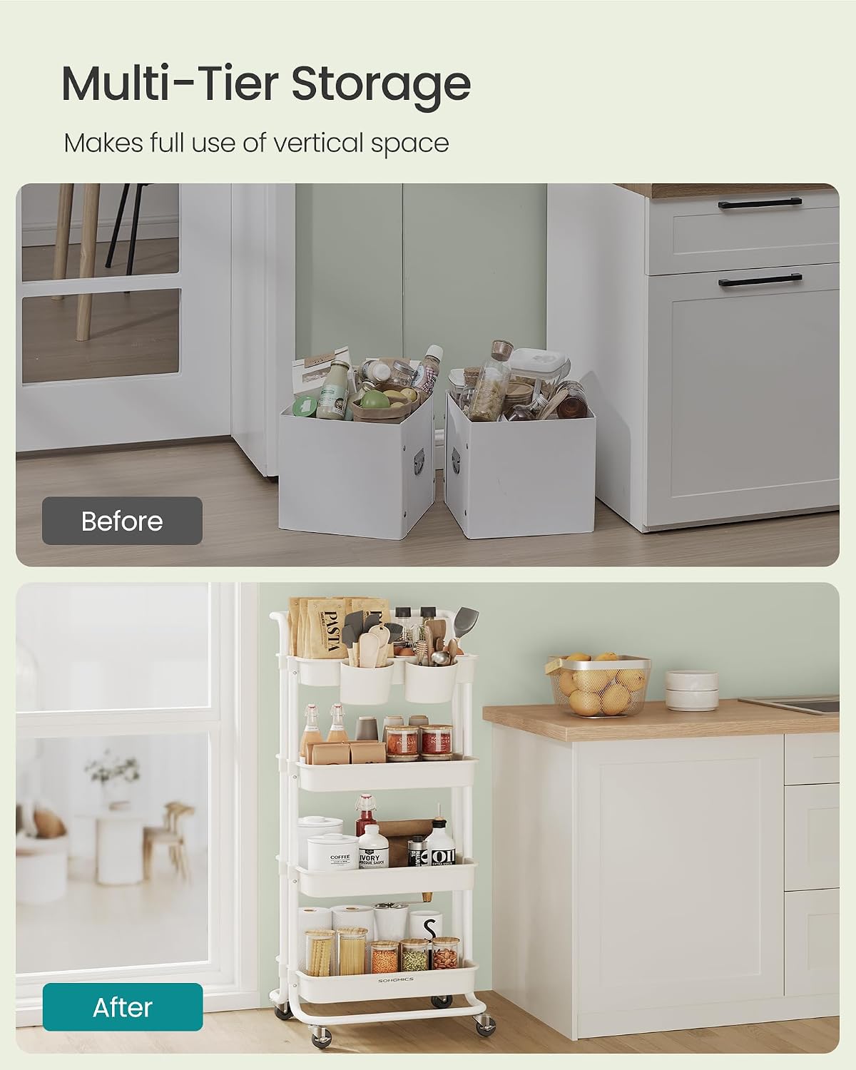 SONGMICS 4-Tier Storage Trolley (BSC077WZ01)