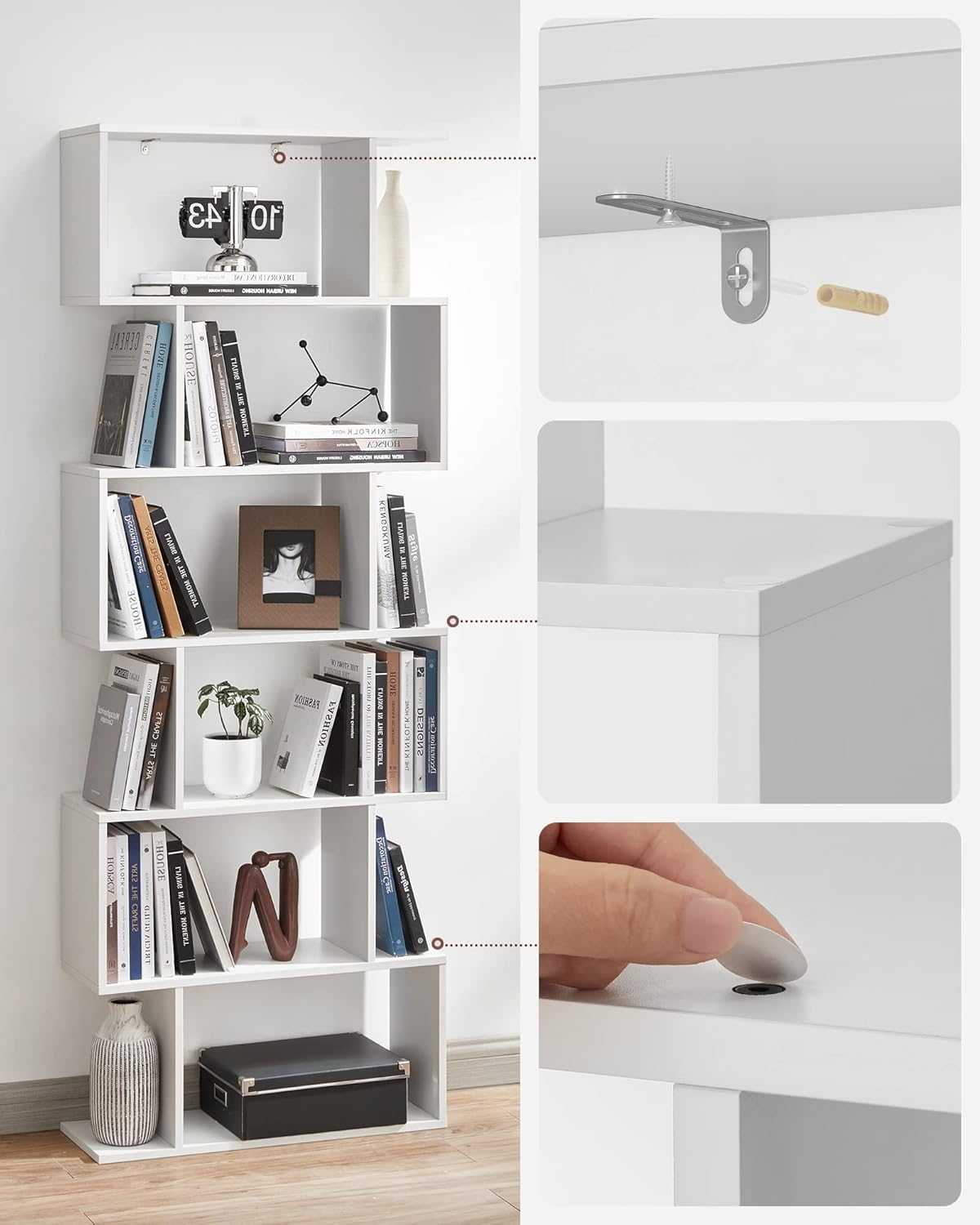 VASAGLE Bookshelf LBC61WT
