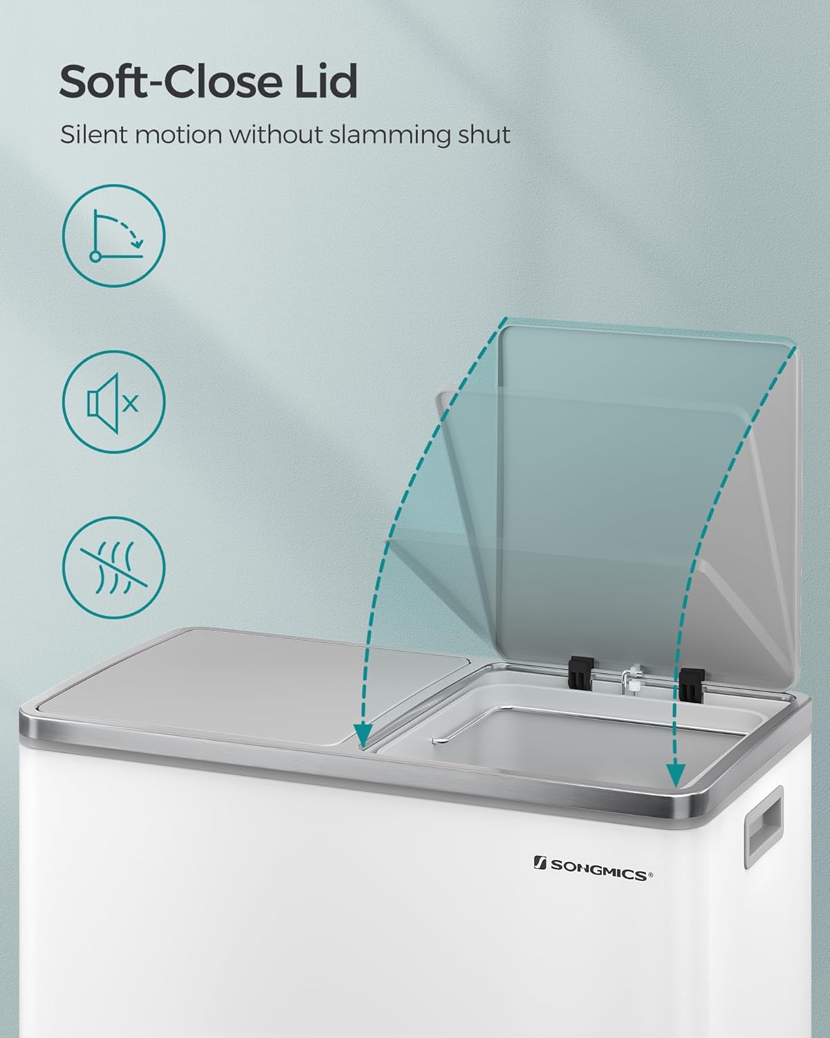 SONGMICS Dual Rubbish Bin LTB60WT