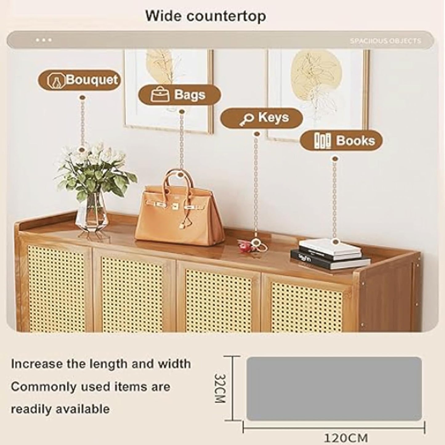 Bamboo Shoe Cabinet with Doors