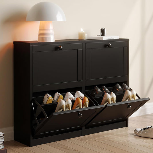 Shoe Cabinet with 4 Flip Drawers