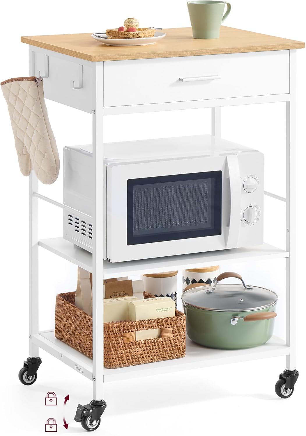 VASAGLE Mobile Kitchen Island on Wheels (KKI007Y01.)
