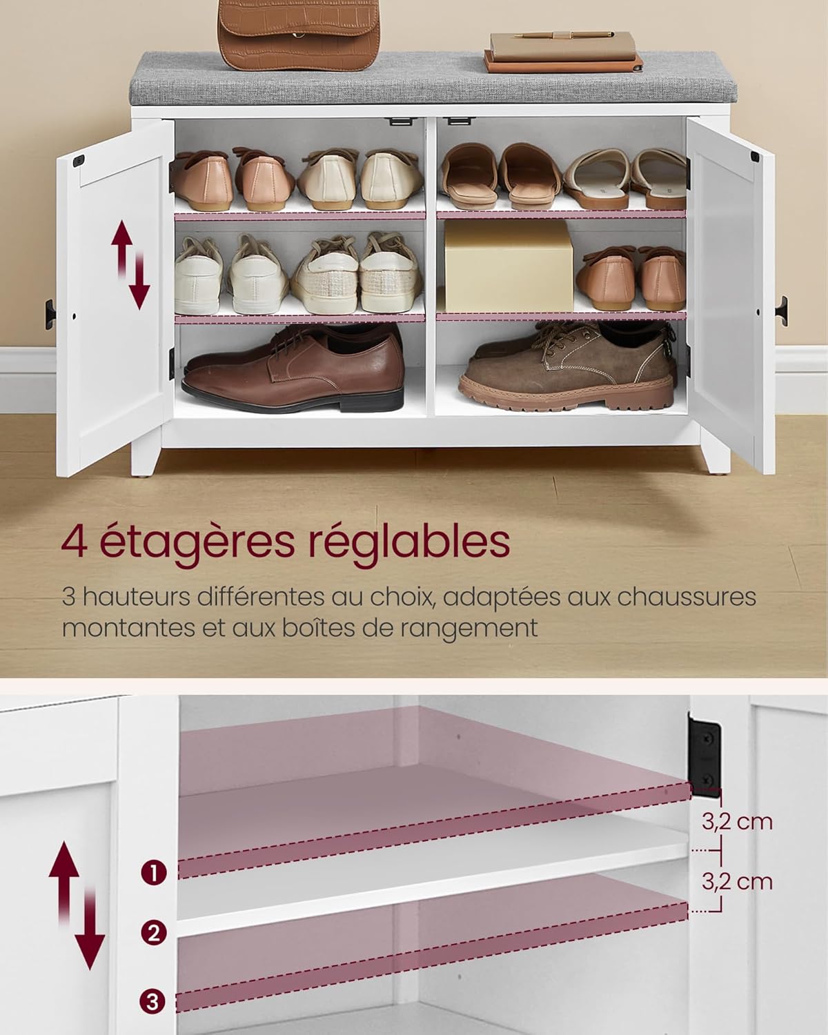 VASAGLE Coat Rack with Shoe Bench LSC010W01