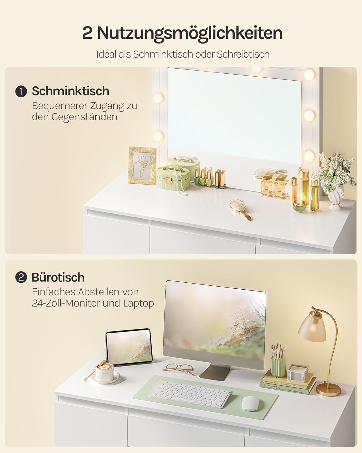 WOLTU Dressing Table with LED Lighting