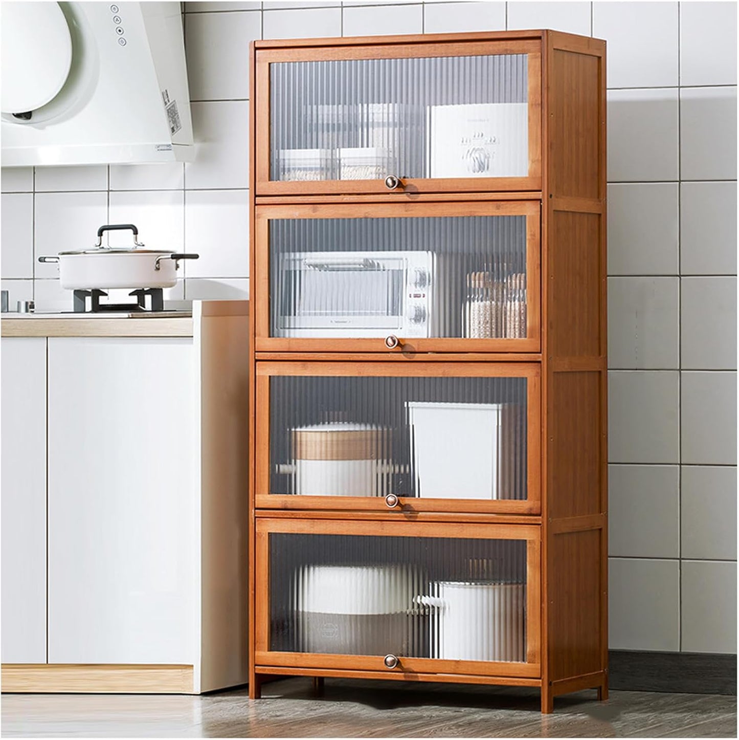 Bamboo Storage Cabinet with Acrylic Doors