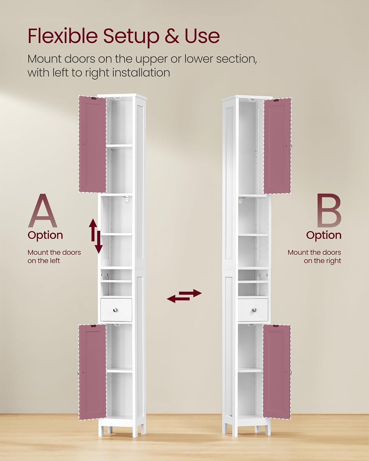VASAGLE Tall Bathroom Cabinet (BBC765W01)