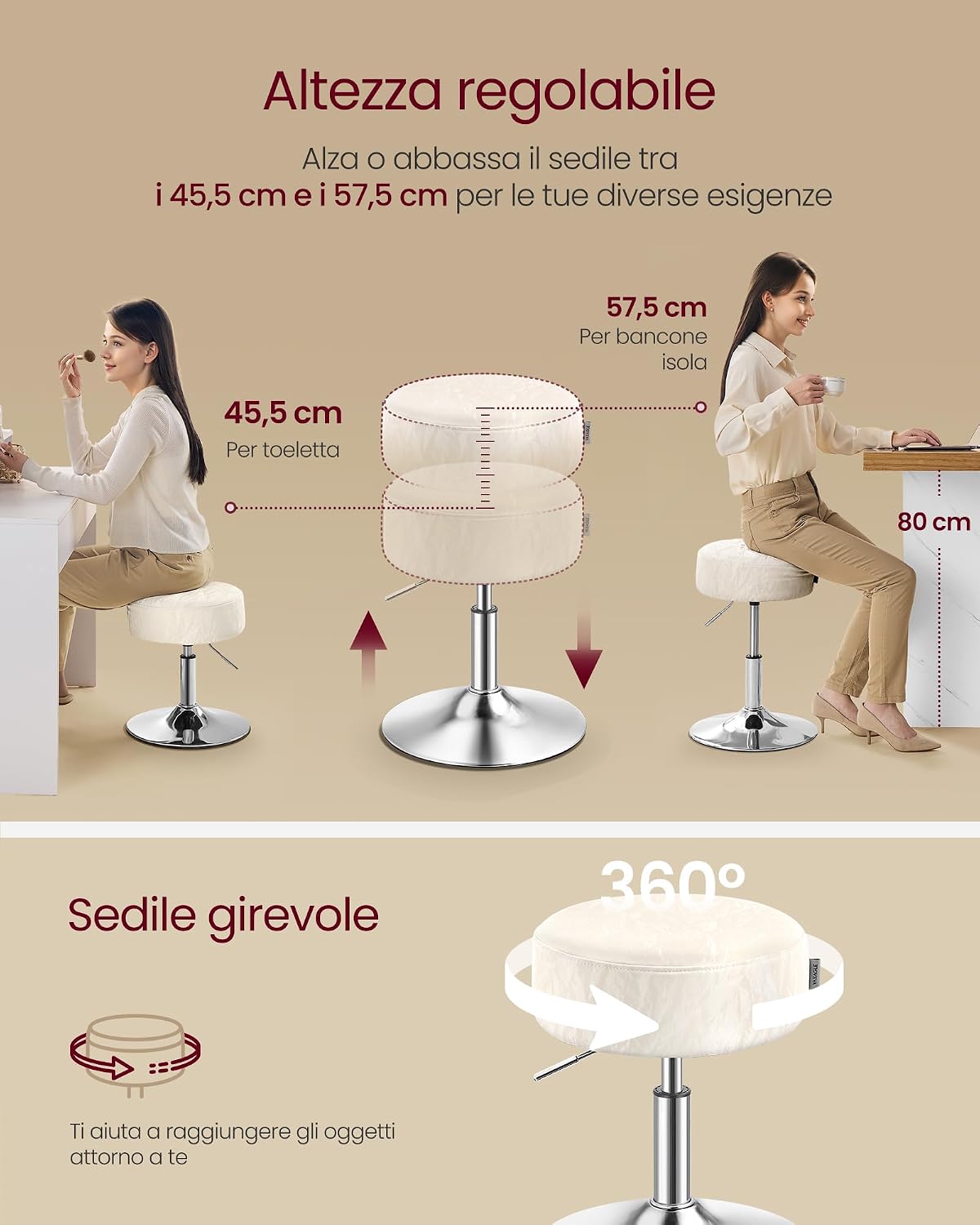 VASAGLE Makeup Stool (LJB120W01)