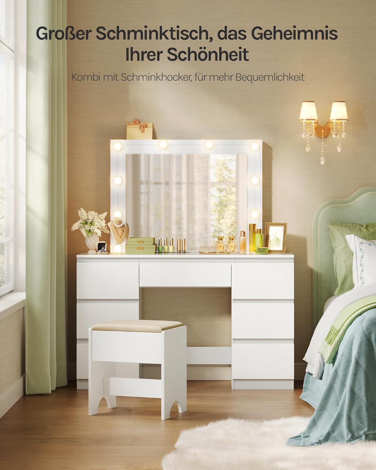 WOLTU Dressing Table with LED Lighting