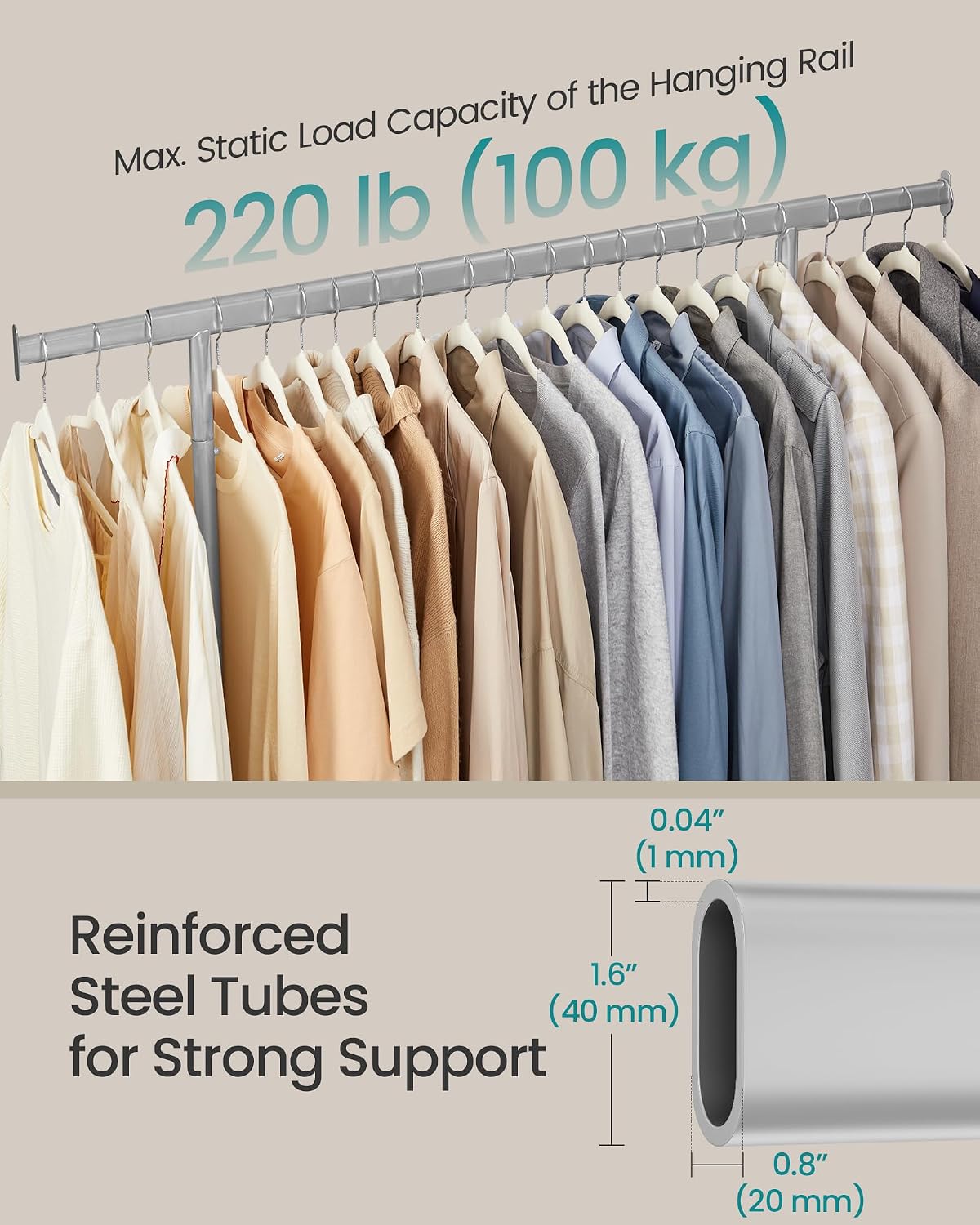 SONGMICS Clothes Rack on Wheels (HSR013G01)