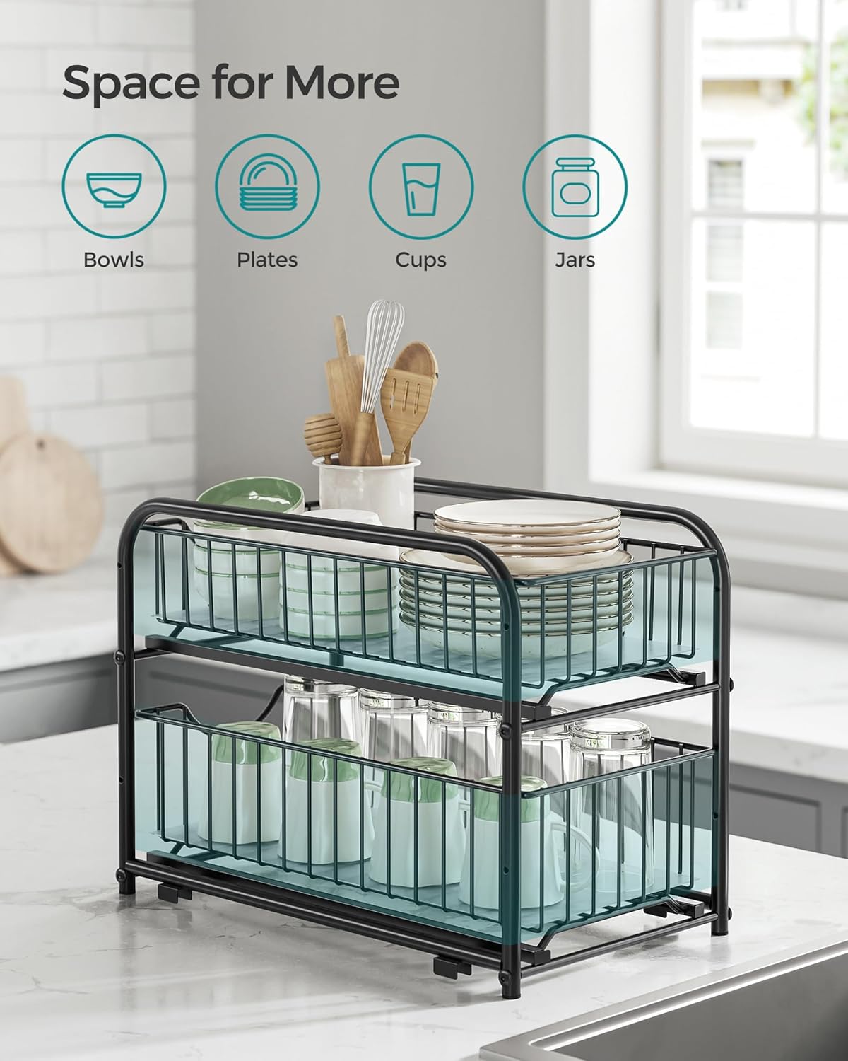 SONGMICS 2-Tier Pull Out Cabinet Organizer