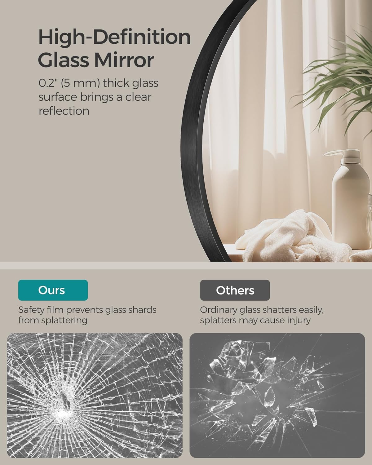 SONGMICS Round Mirror LWM104B01