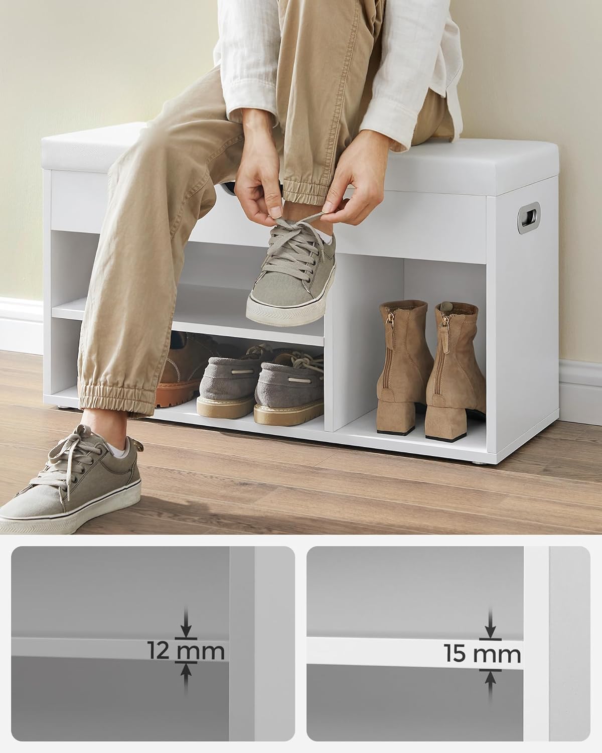 VASAGLE Padded Shoe Bench LHS030W