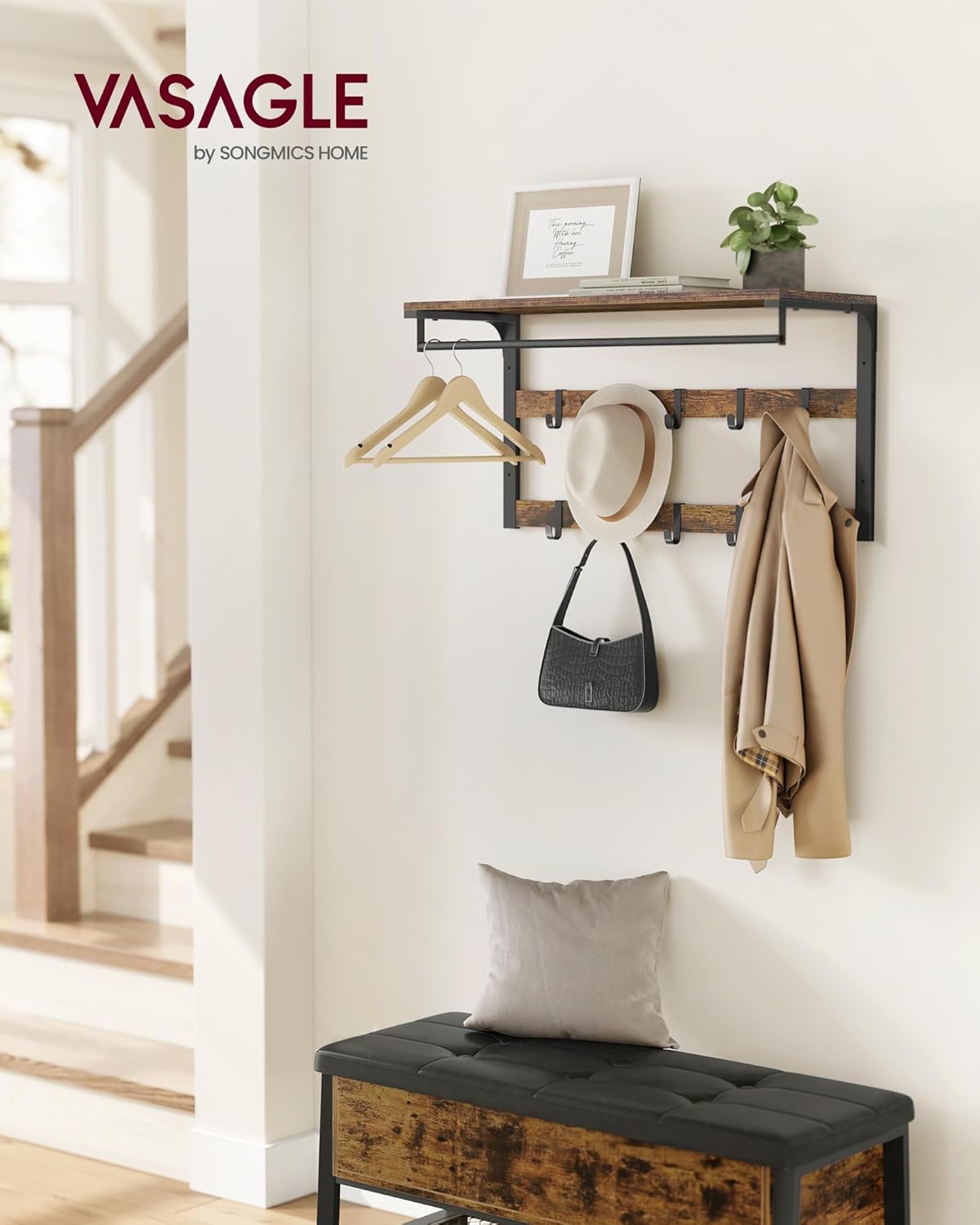VASAGLE Wall Mounted Coat Rack LCR201B01