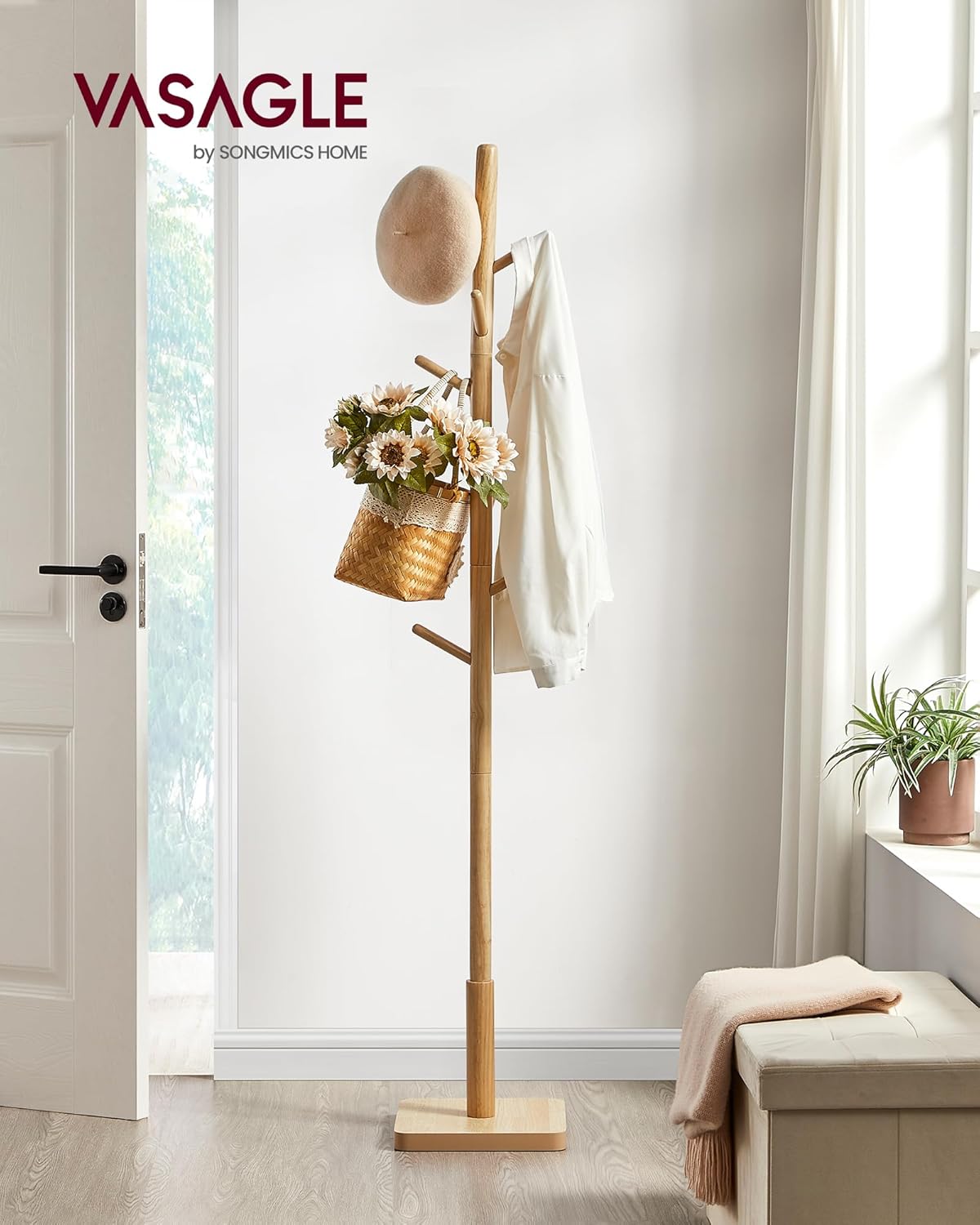 VASAGLE Solid Wood Coat Rack URCR010K01
