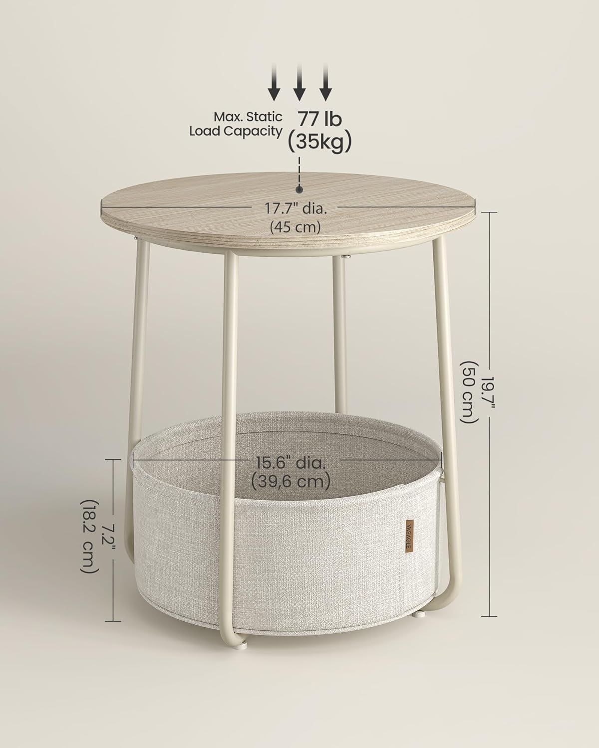 VASAGLE Side Table LET223K67