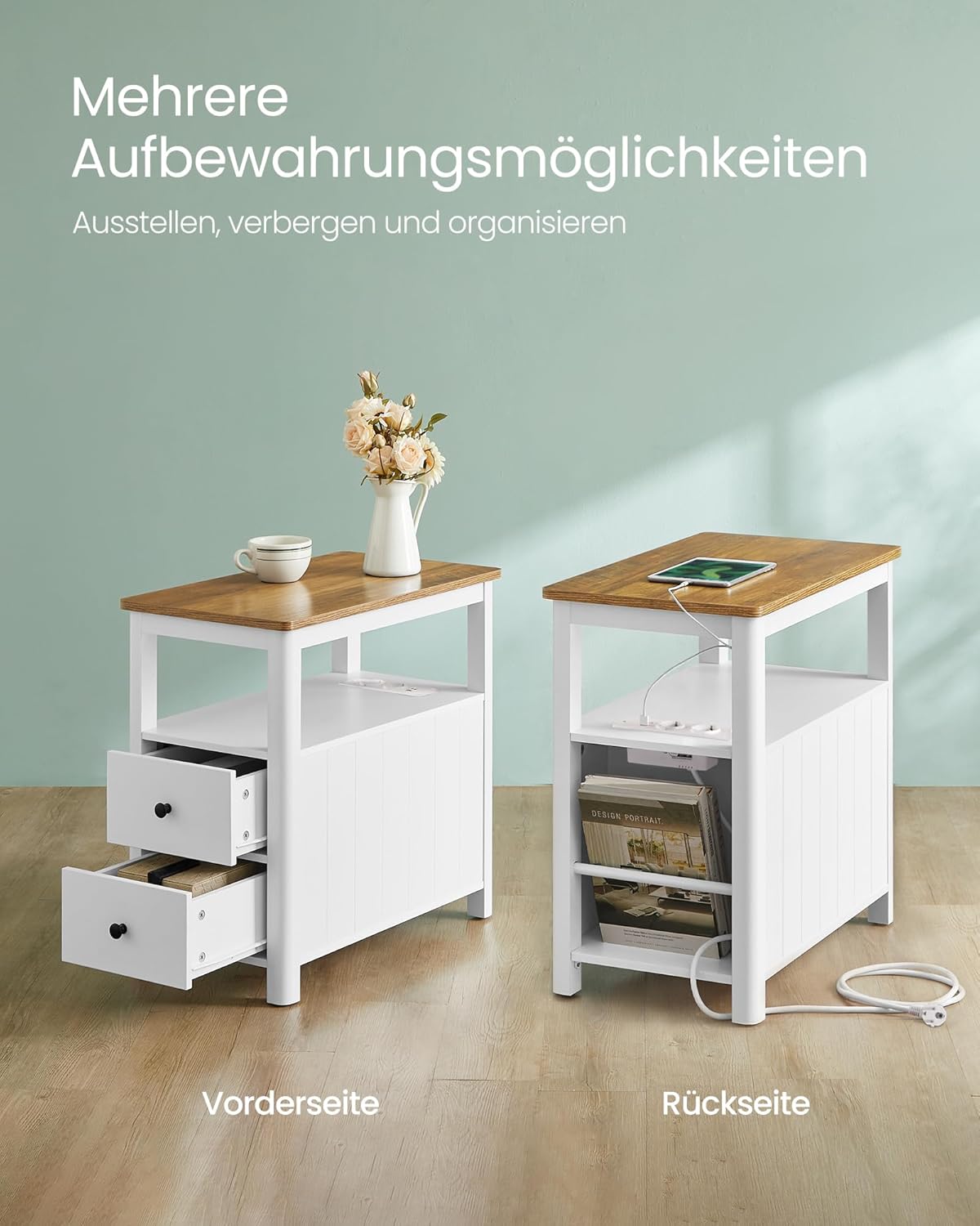 VASAGLE Narrow Bedside Table LET327W14