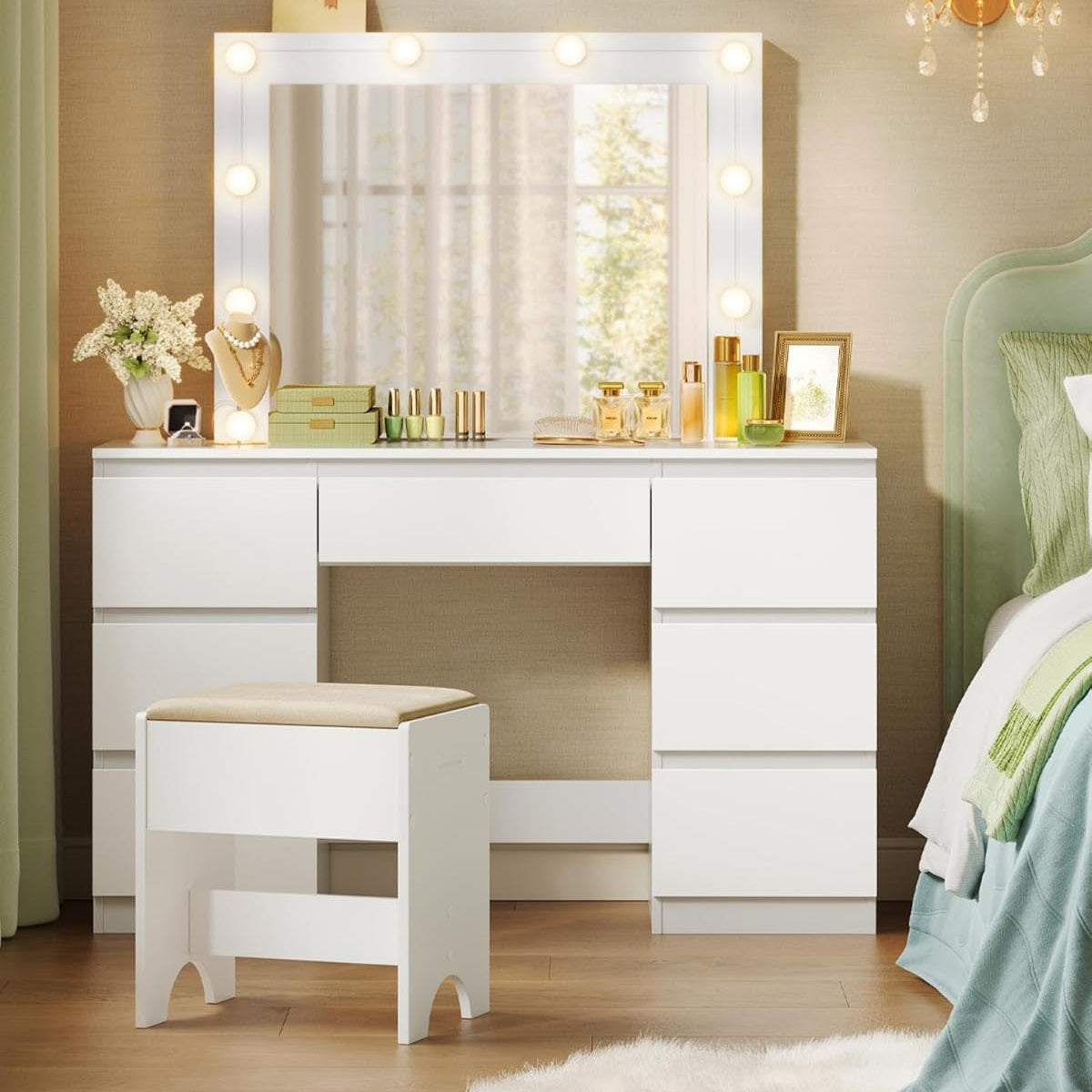 WOLTU Dressing Table with LED Lighting