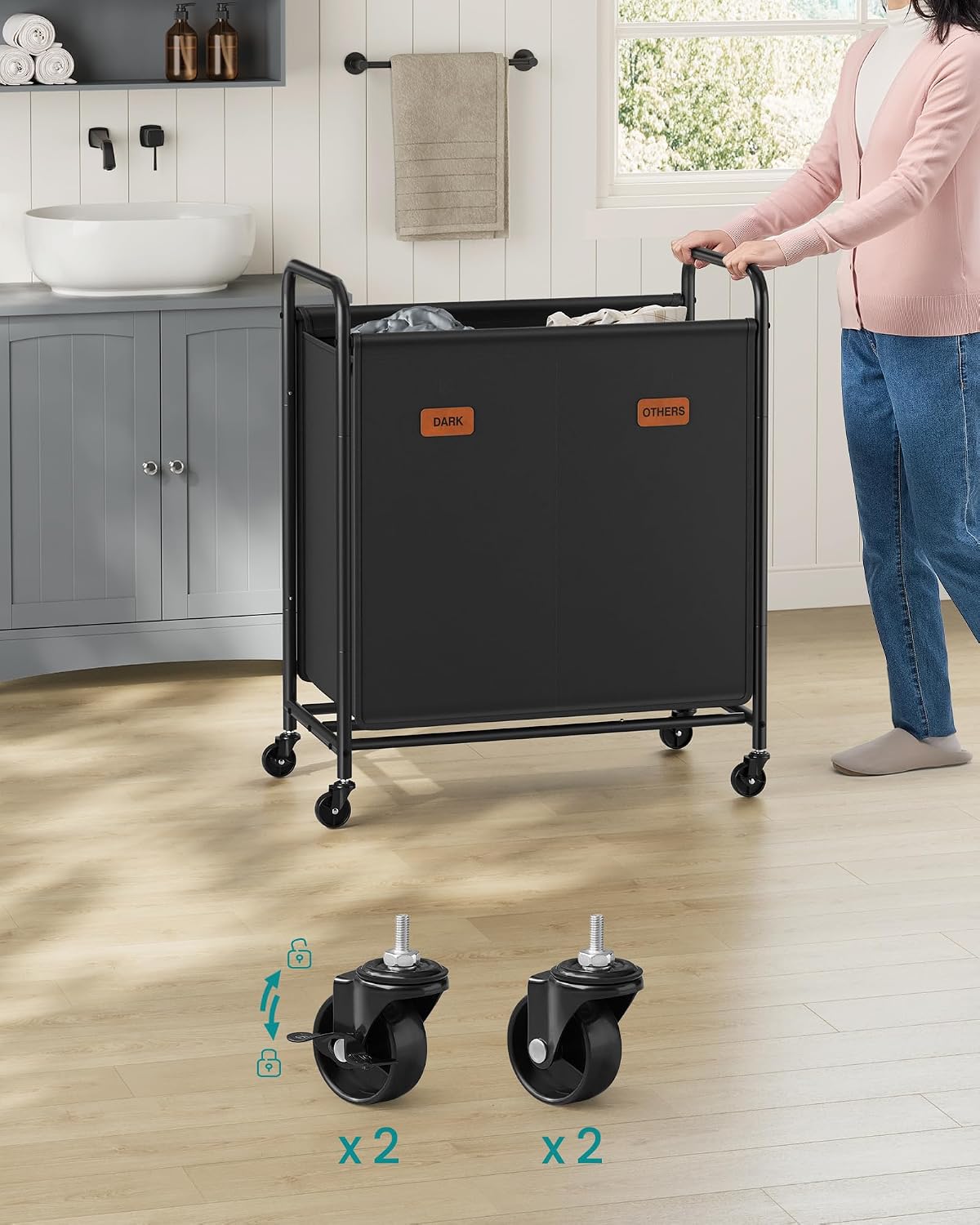 SONGMICS Laundry Basket with Wheels (RLS210B01)