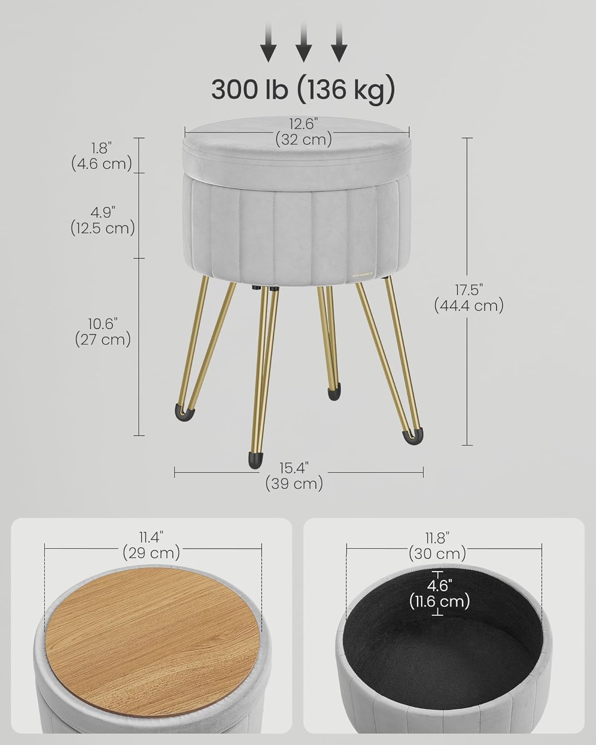 SONGMICS Vanity Stool Chair