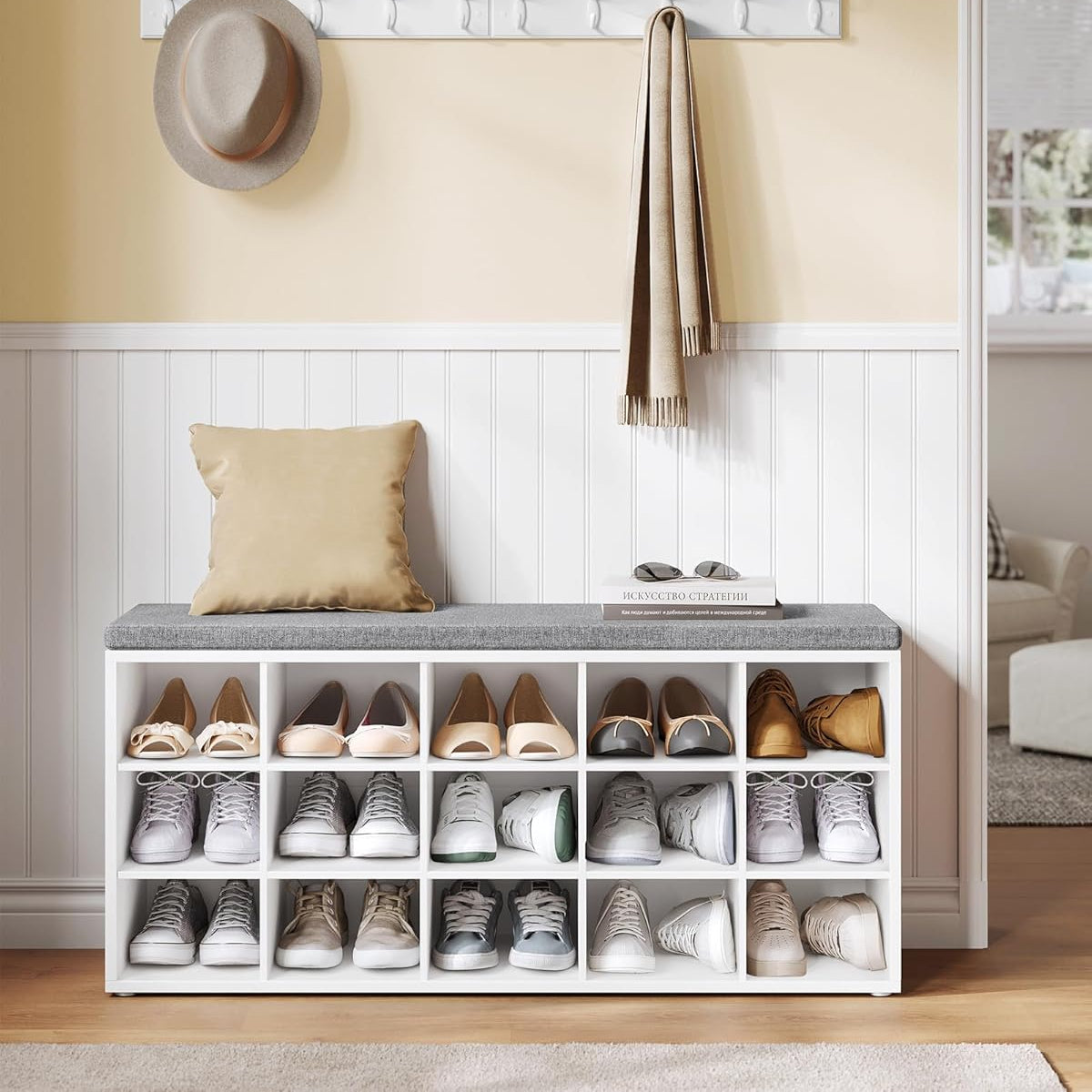 VASAGLE Shoe Bench with Cushion ULHS15WT