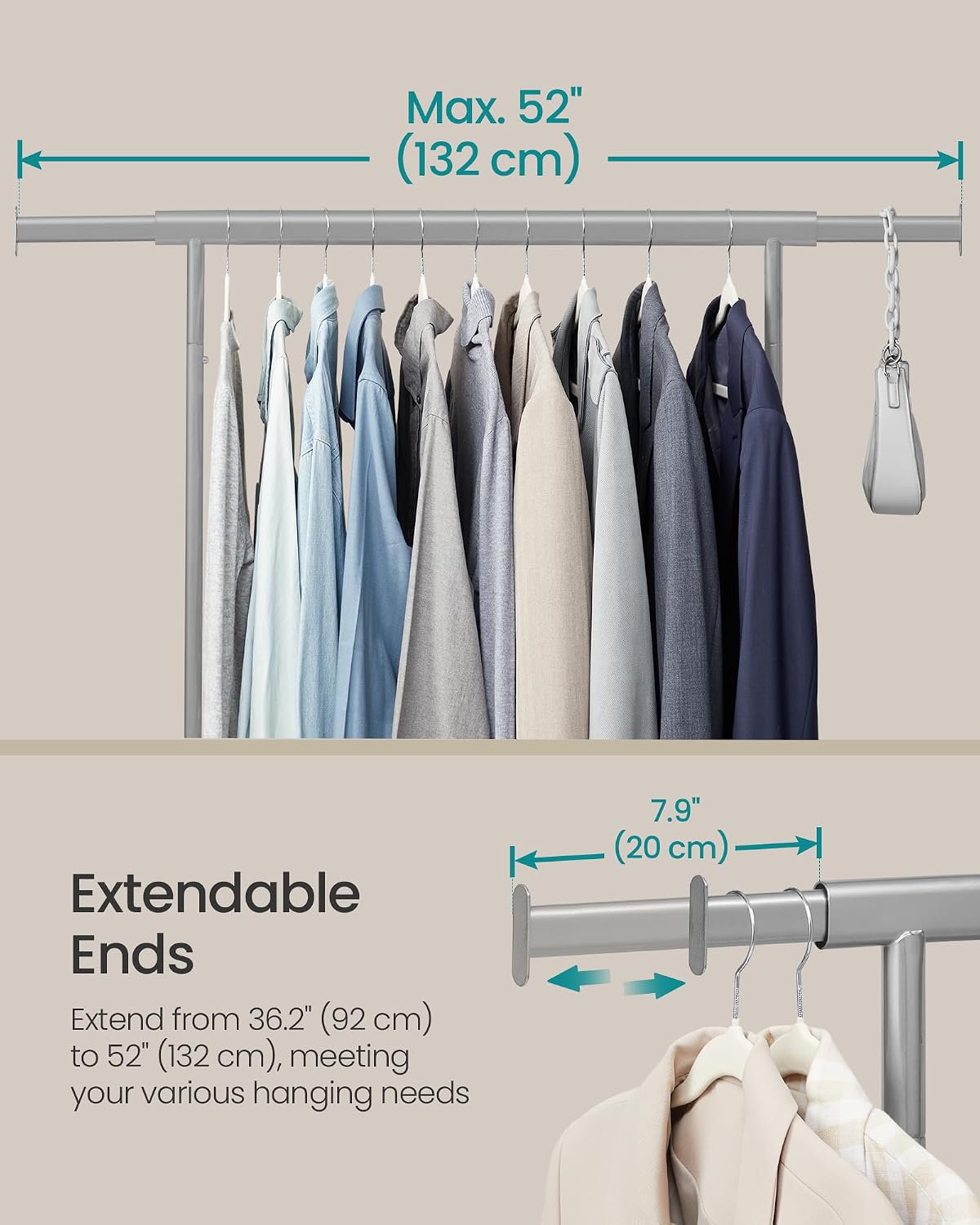 SONGMICS Clothes Rack on Wheels (HSR013G01)
