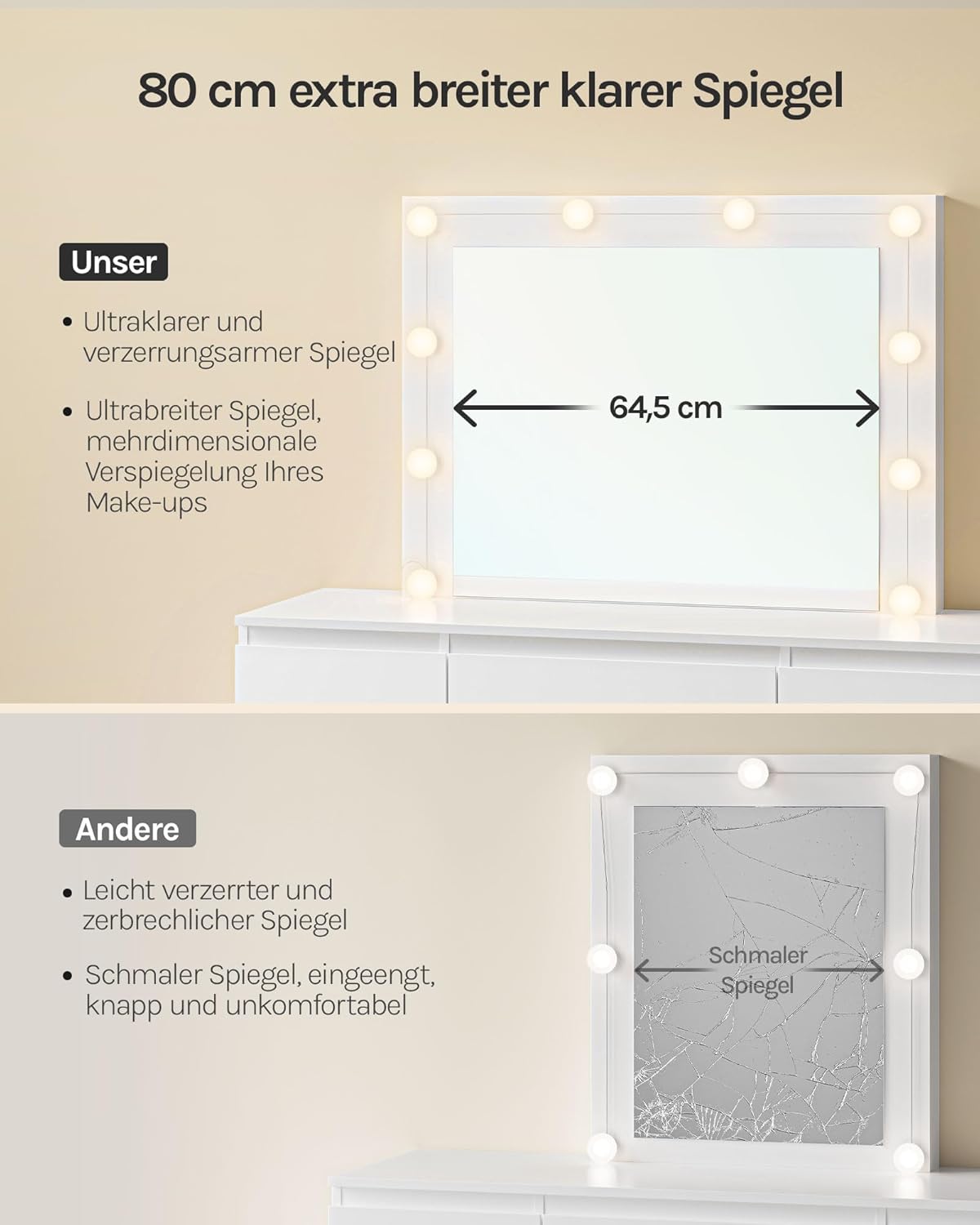 WOLTU Dressing Table with LED Lighting