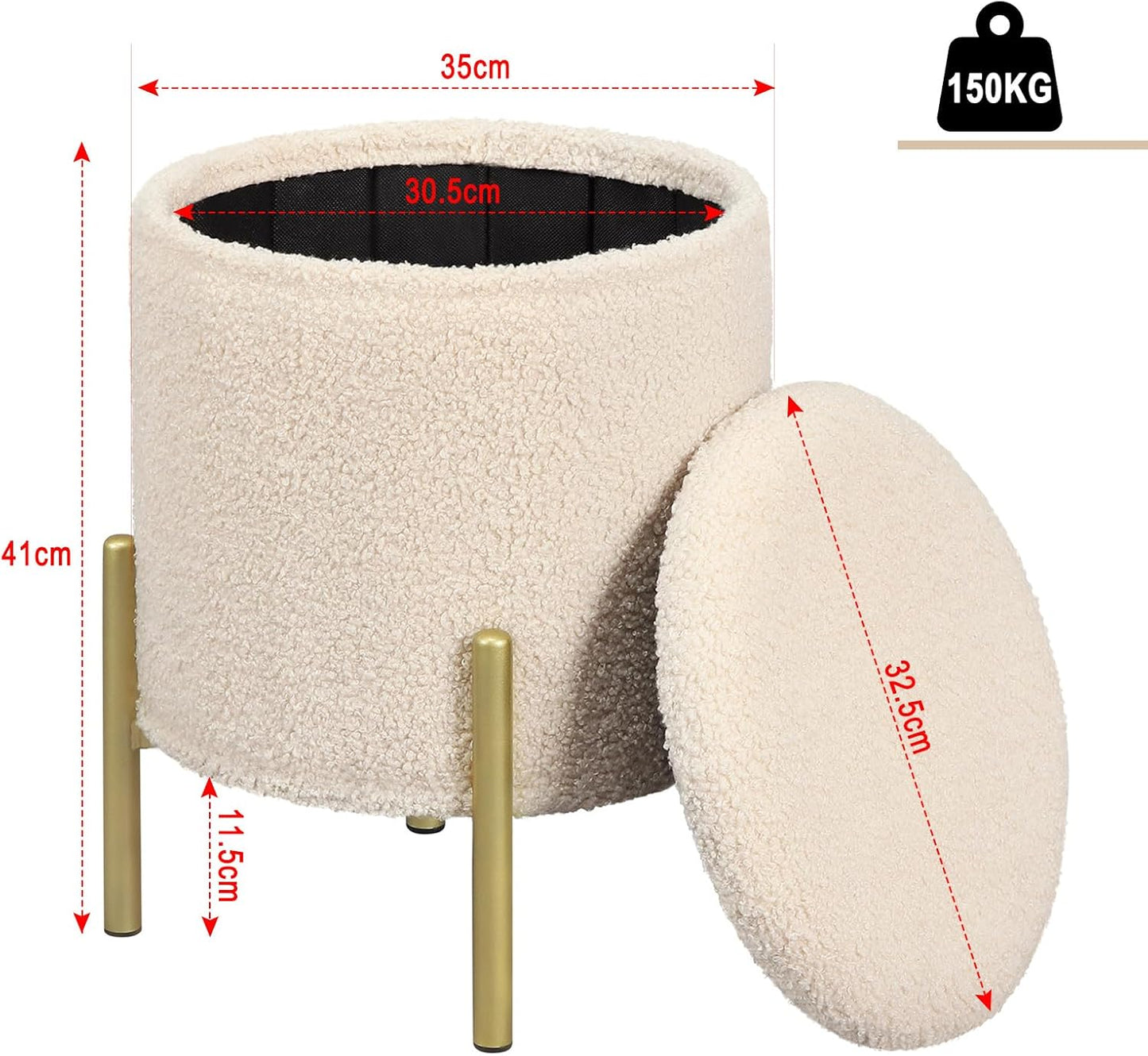 Round Folding Stool with Storage Space