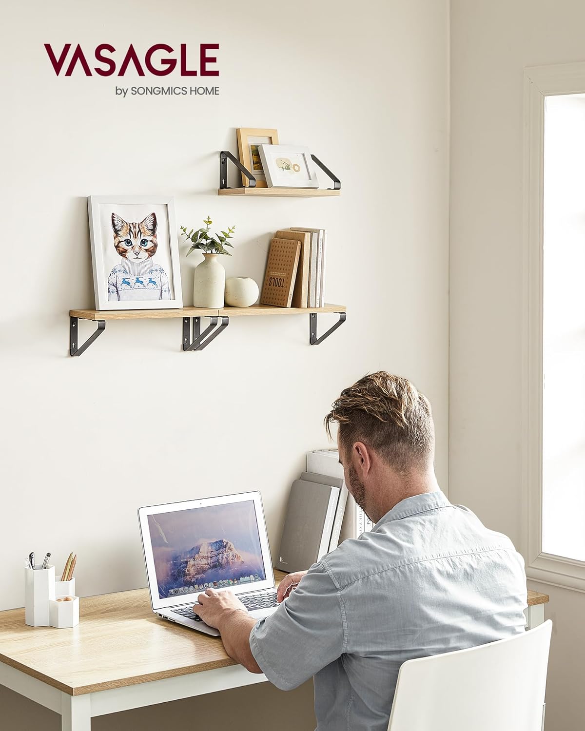 VASAGLE Set of 3 Wall Shelves LWS033B11