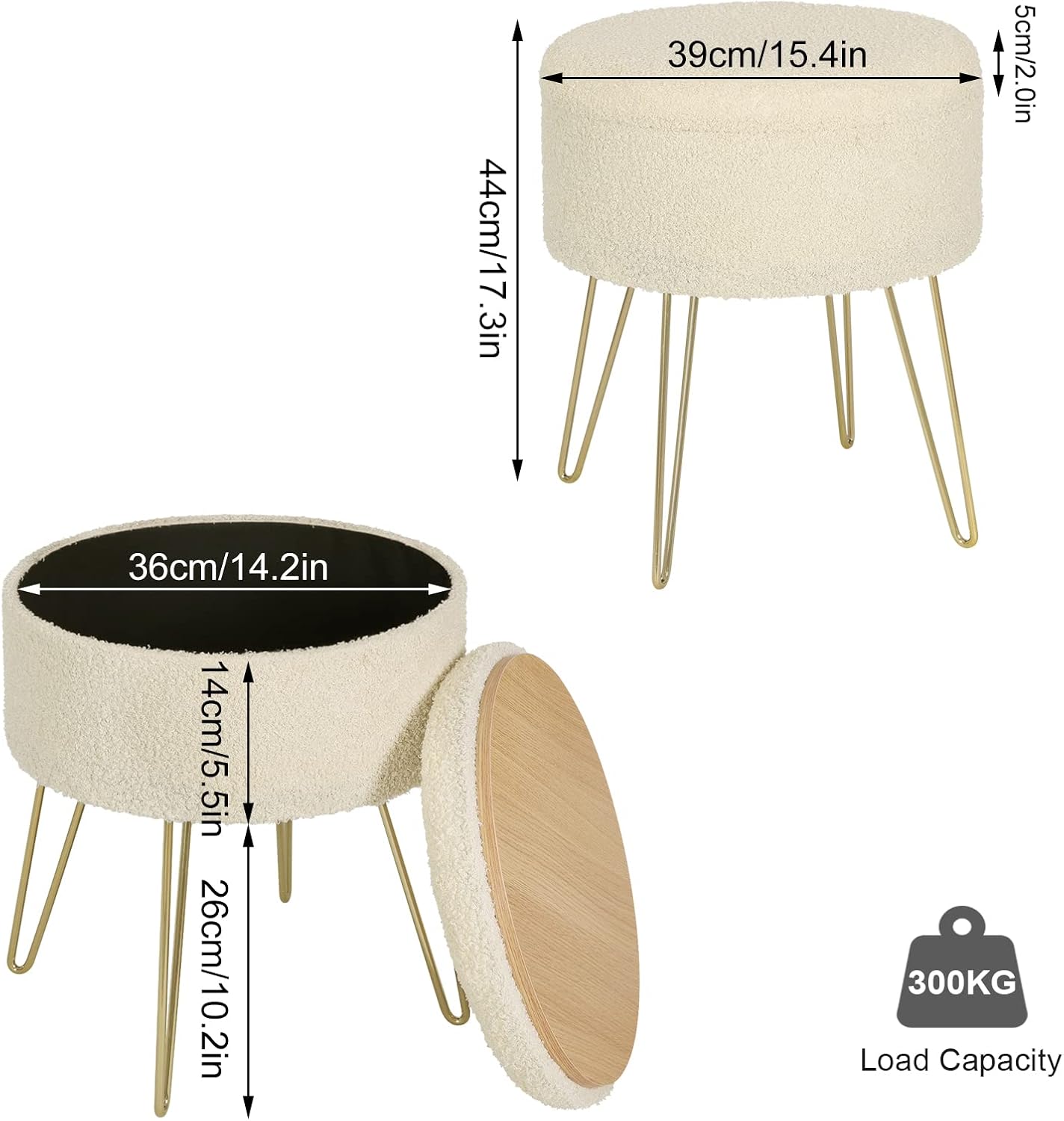 WOLTU Stool with Storage Space