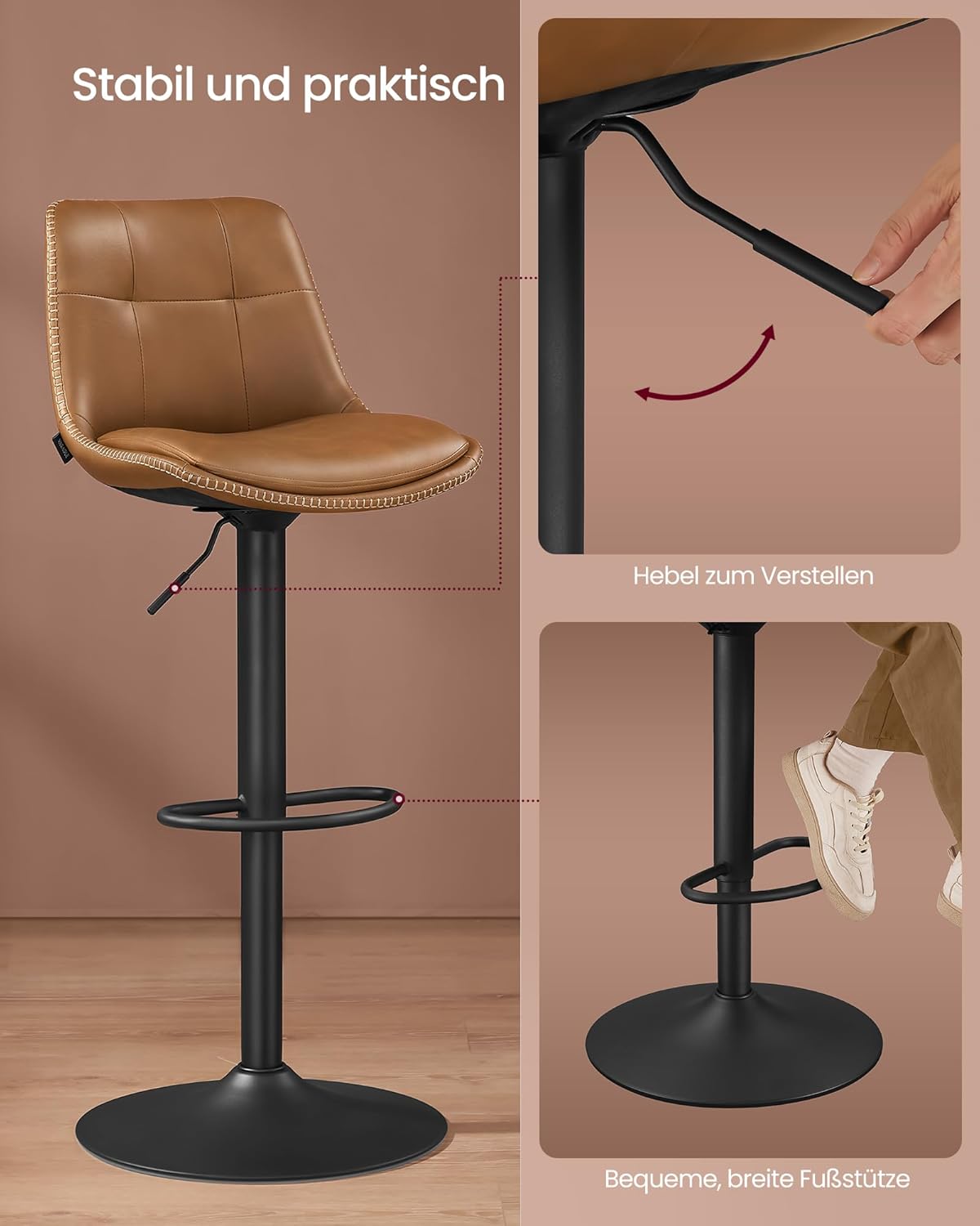 VASAGLE Set of 2 Bar Stools