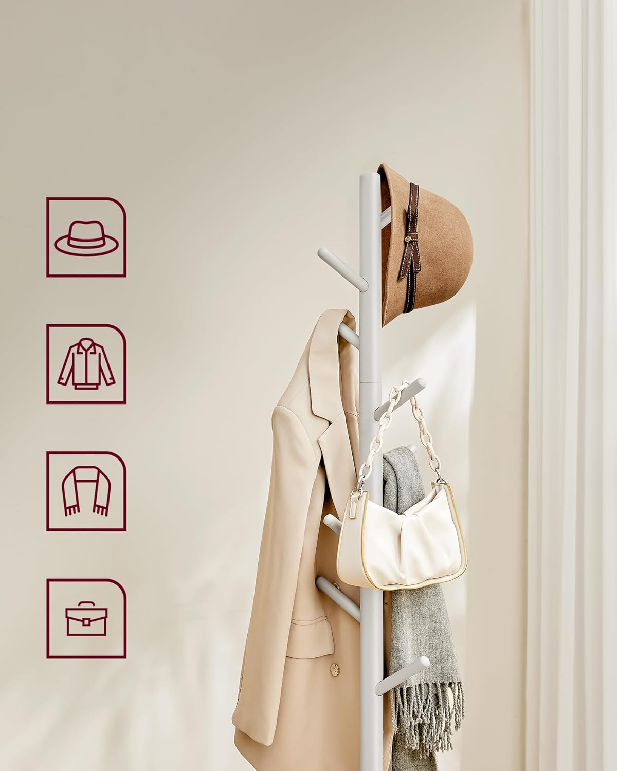 VASAGLE Solid Wood Coat Rack URCR010K01