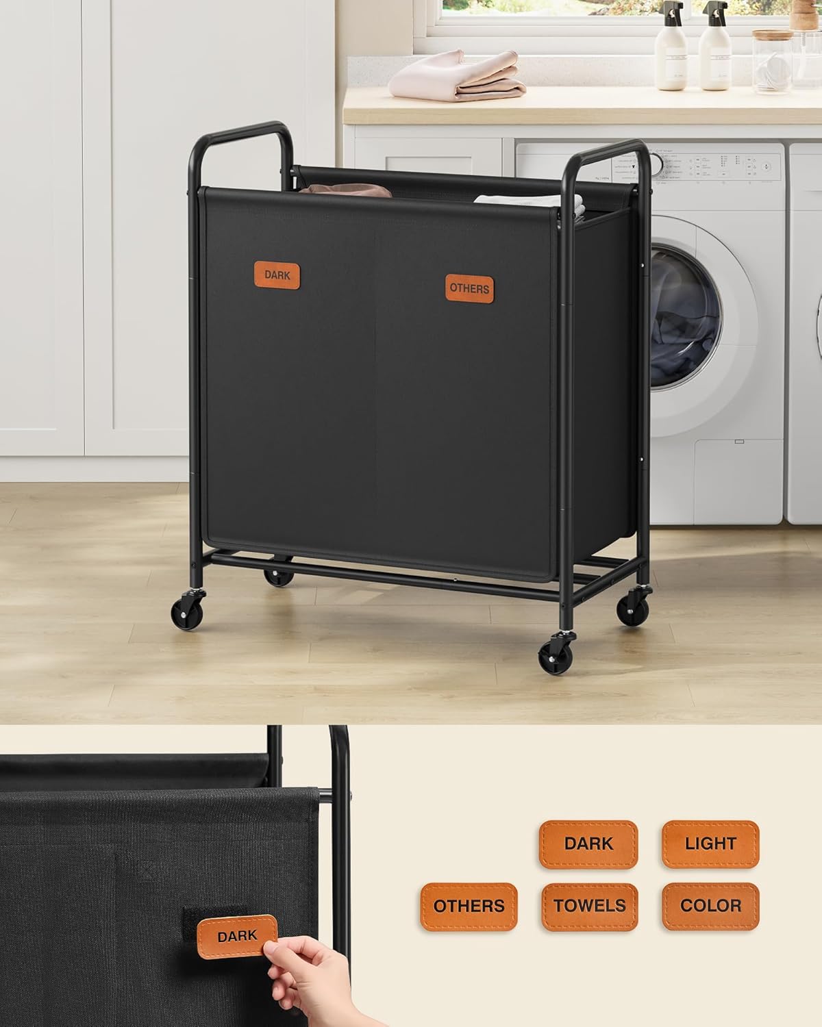 SONGMICS Laundry Basket with Wheels (RLS210B01)