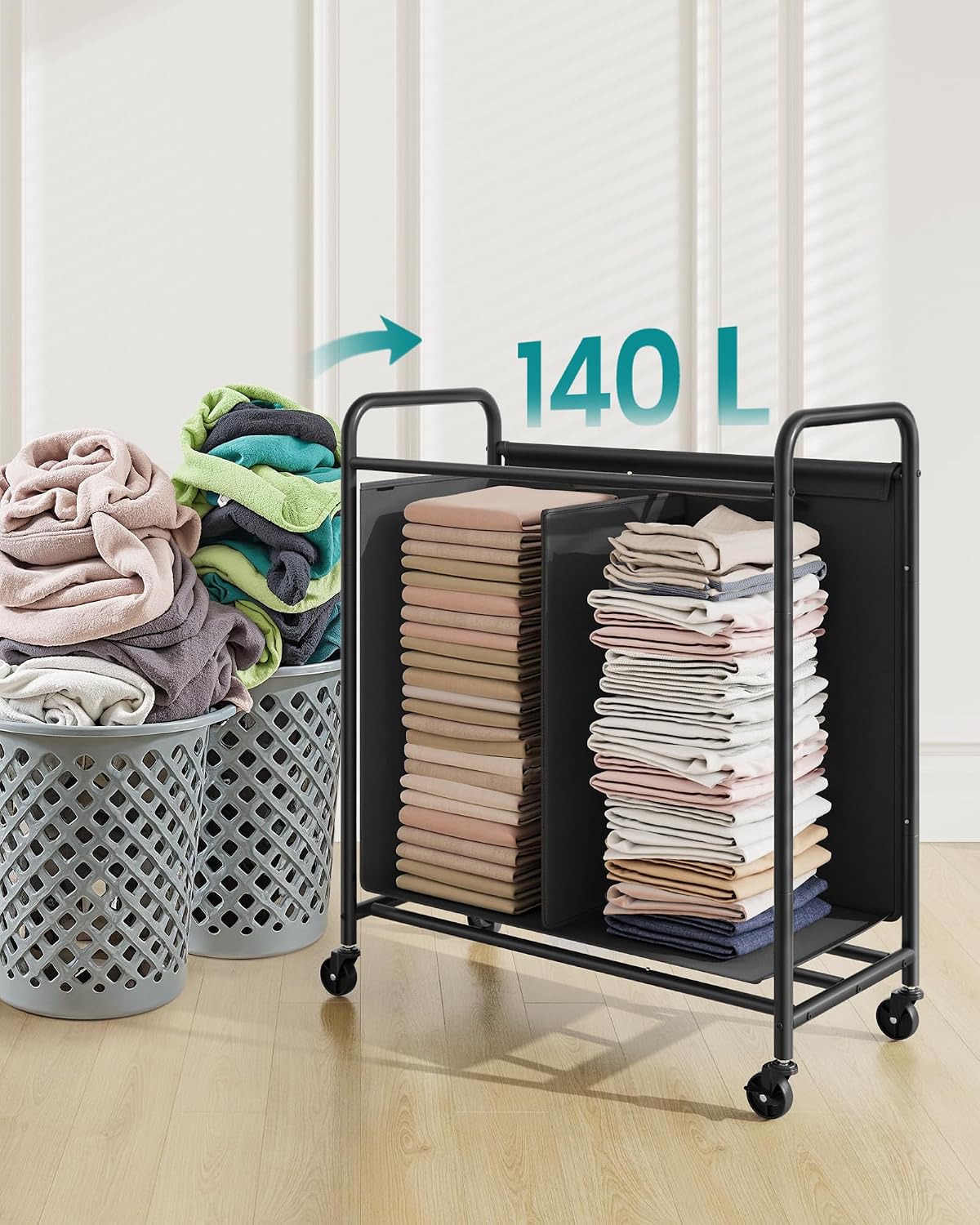 SONGMICS Laundry Basket with Wheels (RLS210B01)