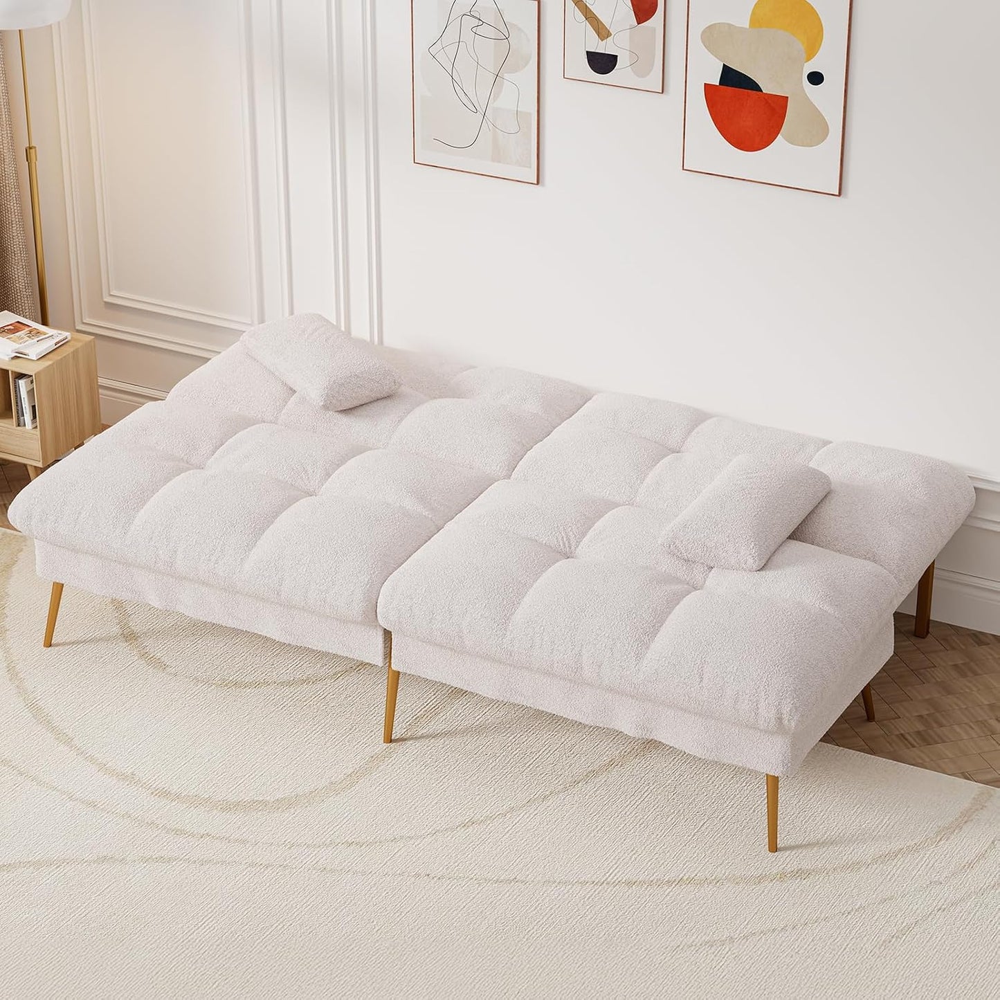 COMHOMA  Futon Sofa Bed Sherpa with Adjustable Backrest (EU-B001-WB-NEW)